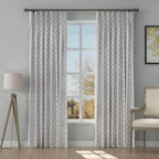 Stefana Silber Print Linen Blend Curtain Drapery Pleated