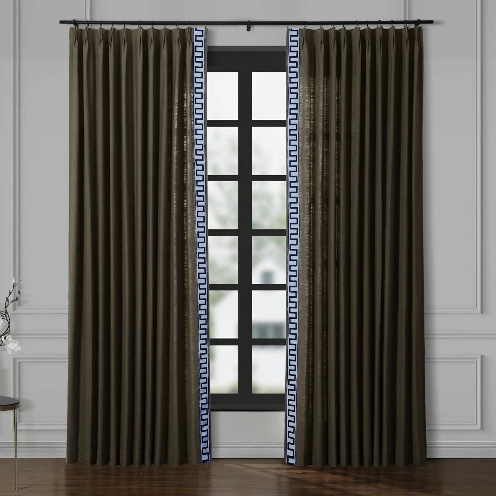 Liz Linen Curtains with Border Trim (Sold per Pair)
