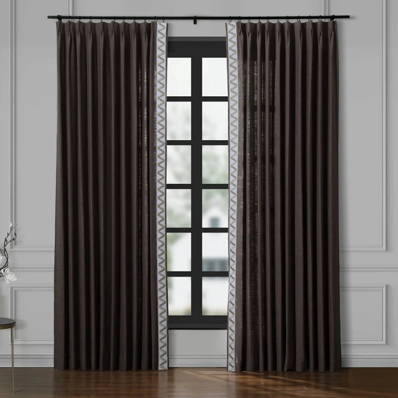 Liz Linen Curtains with Border Trim (Sold per Pair)