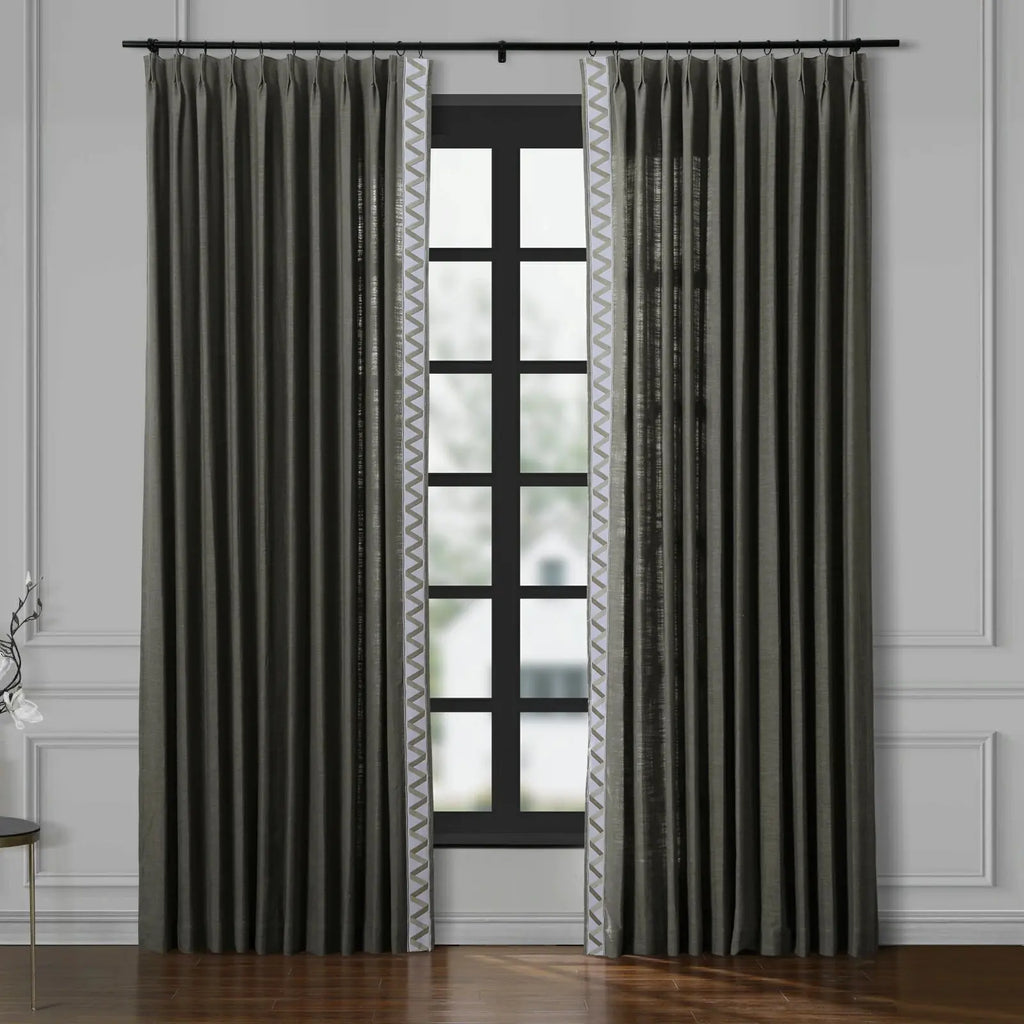 Liz Linen Curtains with Border Trim (Sold per Pair)