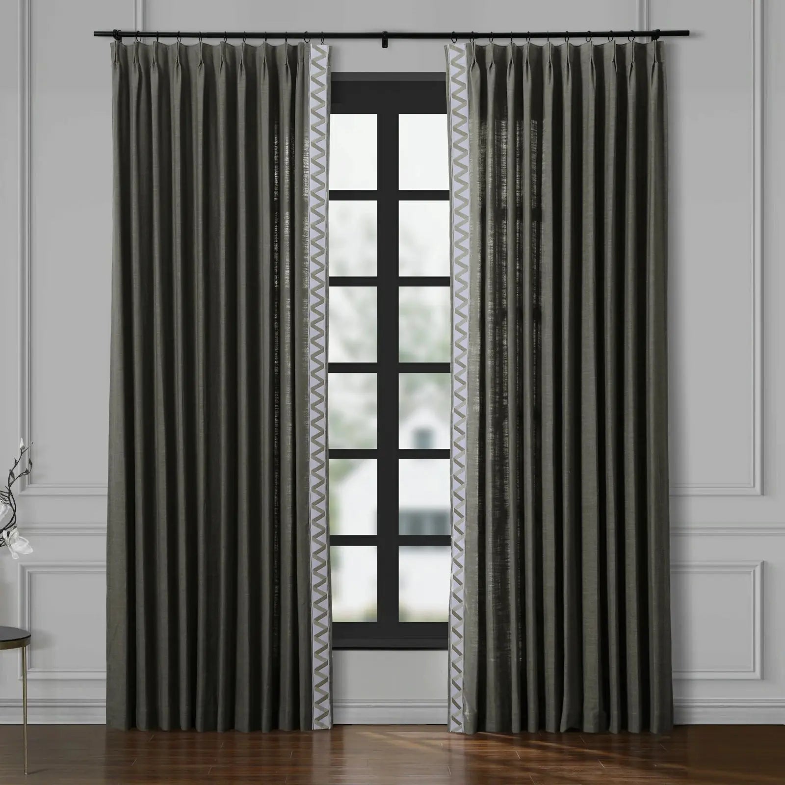 Liz Linen Curtains with Border Trim (Sold per Pair)