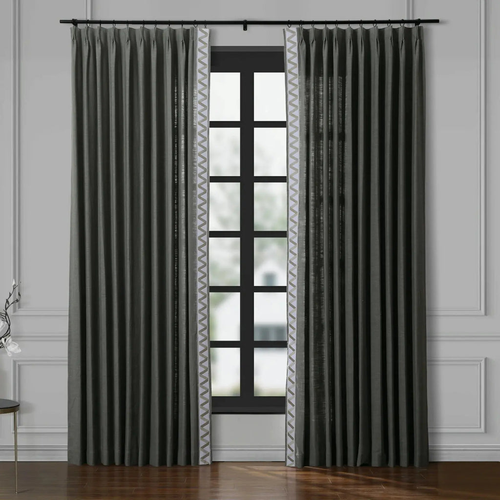 Liz Linen Curtains with Border Trim (Sold per Pair)