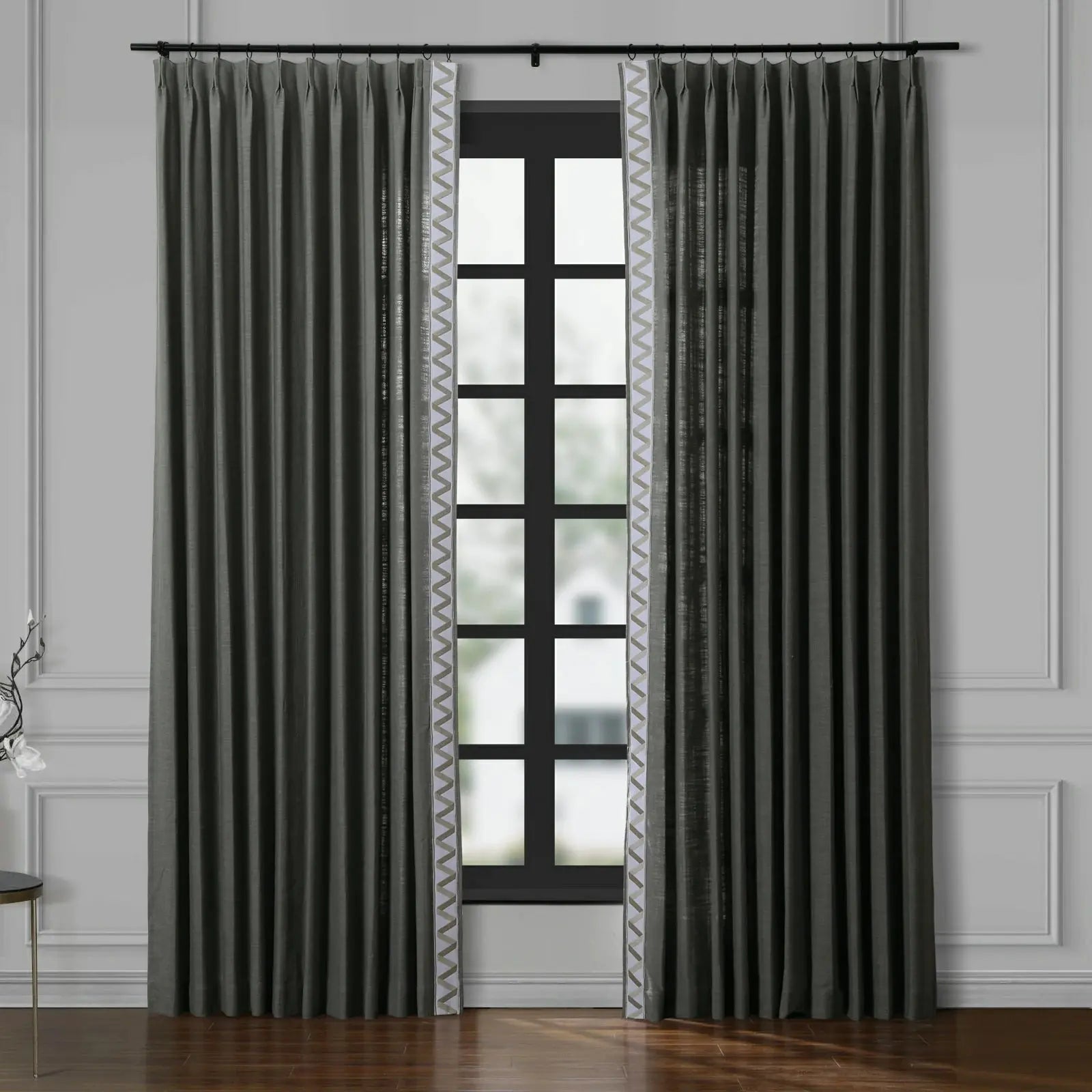 Liz Linen Curtains with Border Trim (Sold per Pair)
