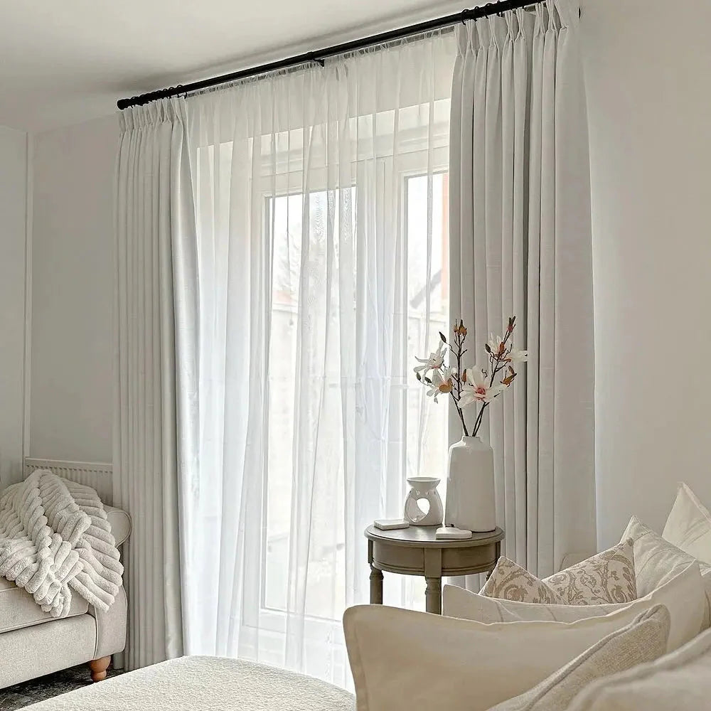 Liz Linen Pinch Pleat Ready Made Curtain with Blackout Thermal Lining