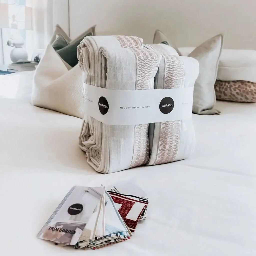 Liz Linen Curtains with Border Trim (Sold per Pair)