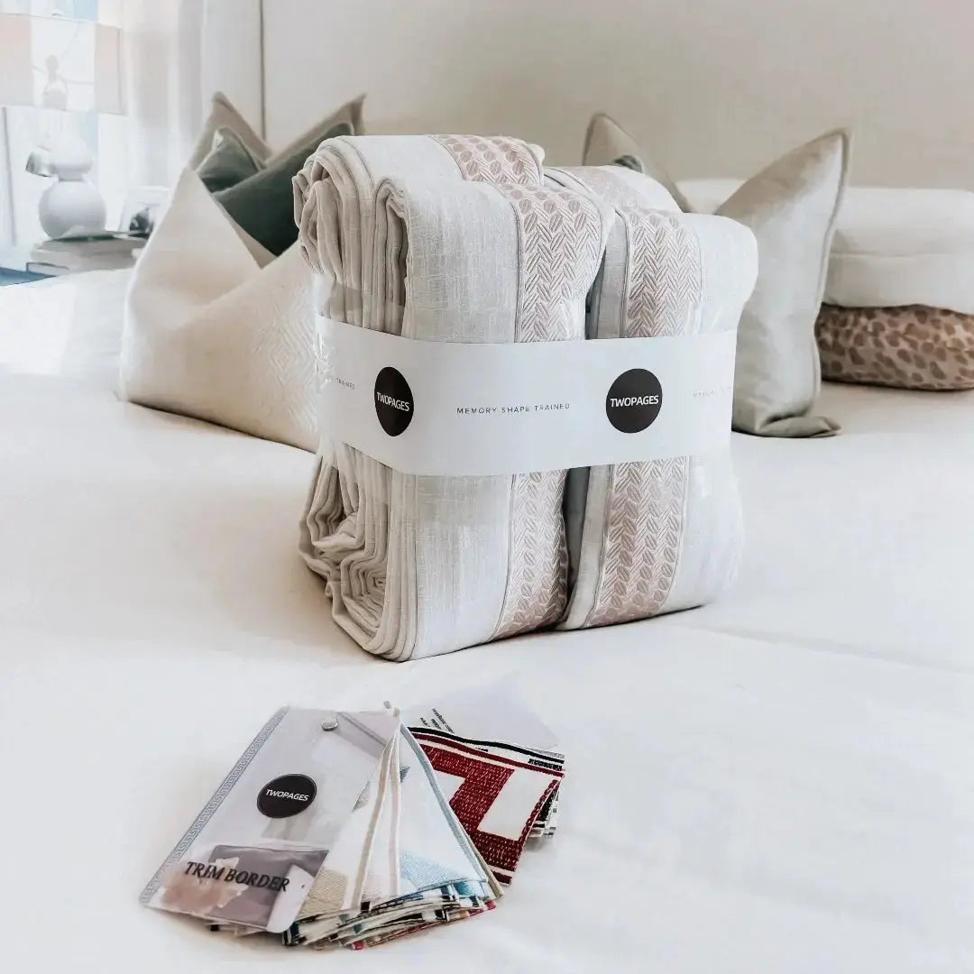 Liz Linen Curtains with Border Trim (Sold per Pair)