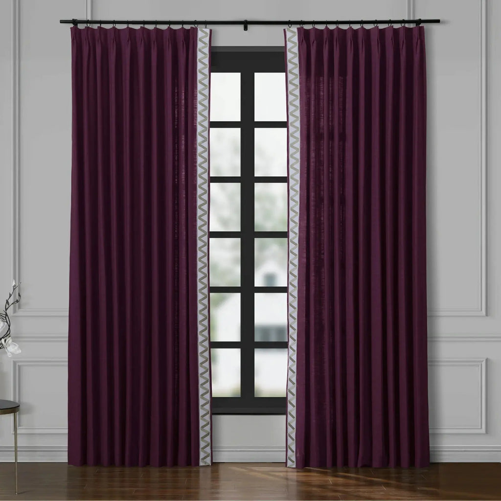 Liz Linen Curtains with Border Trim (Sold per Pair)