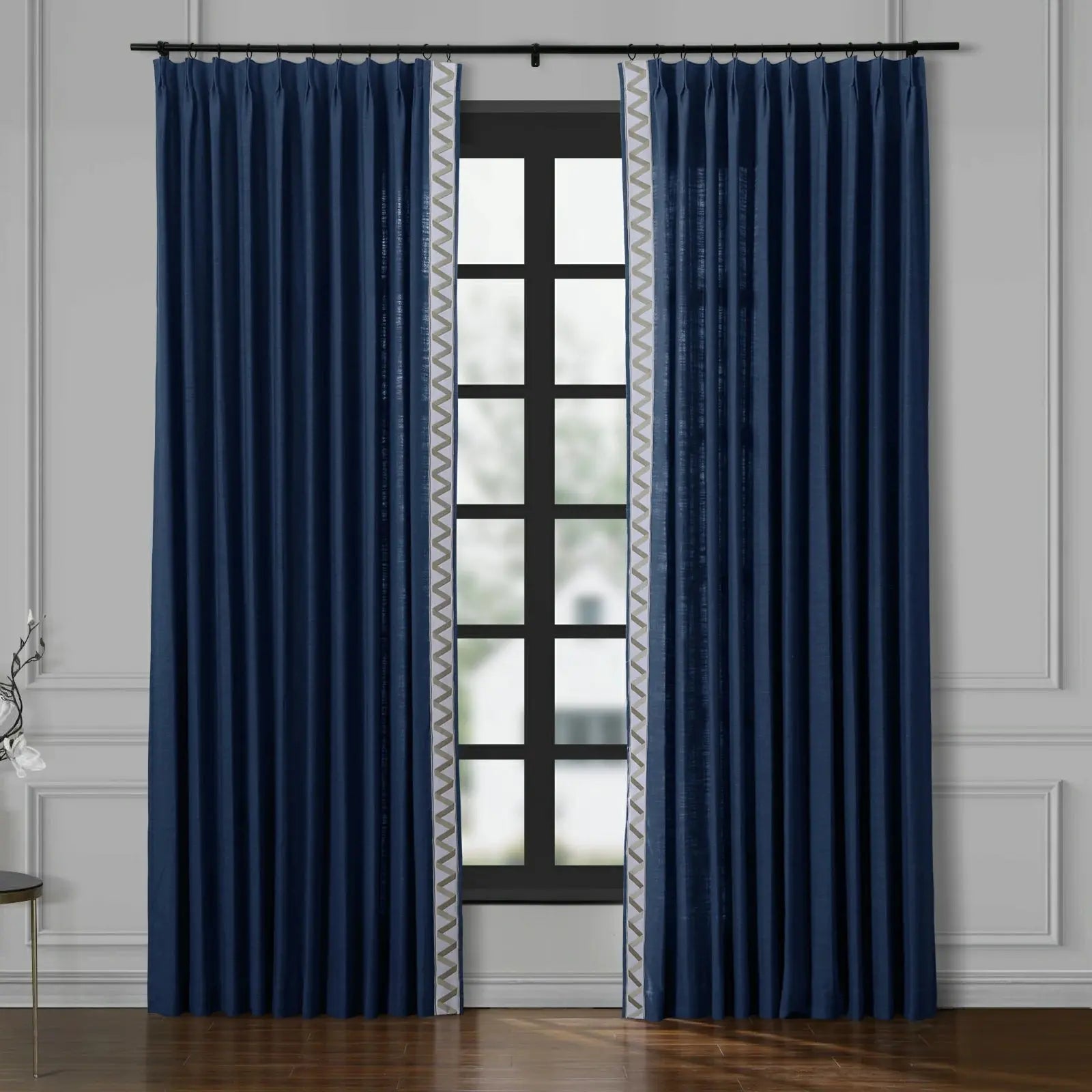 Liz Linen Curtains with Border Trim (Sold per Pair)