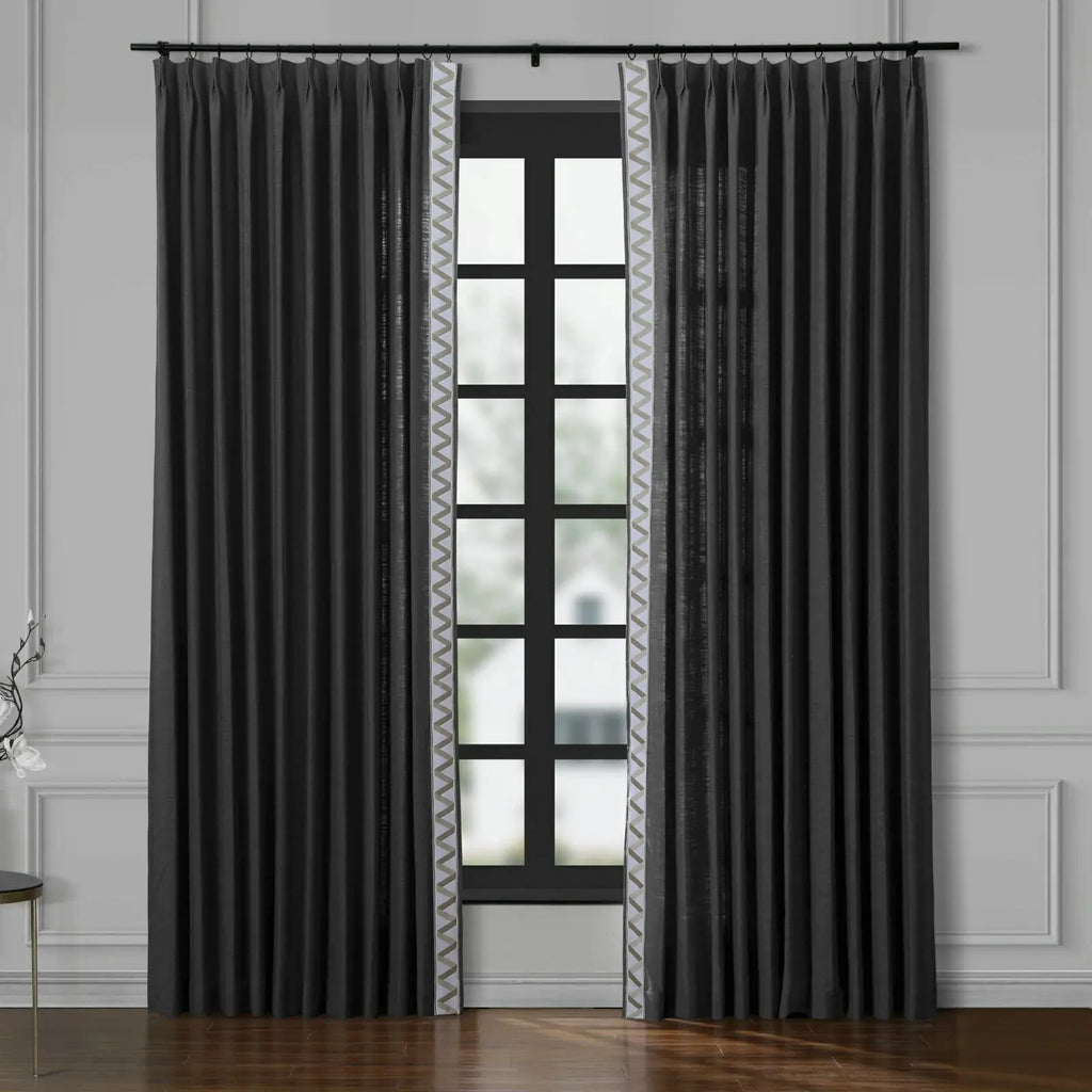 Liz Linen Curtains with Border Trim (Sold per Pair)