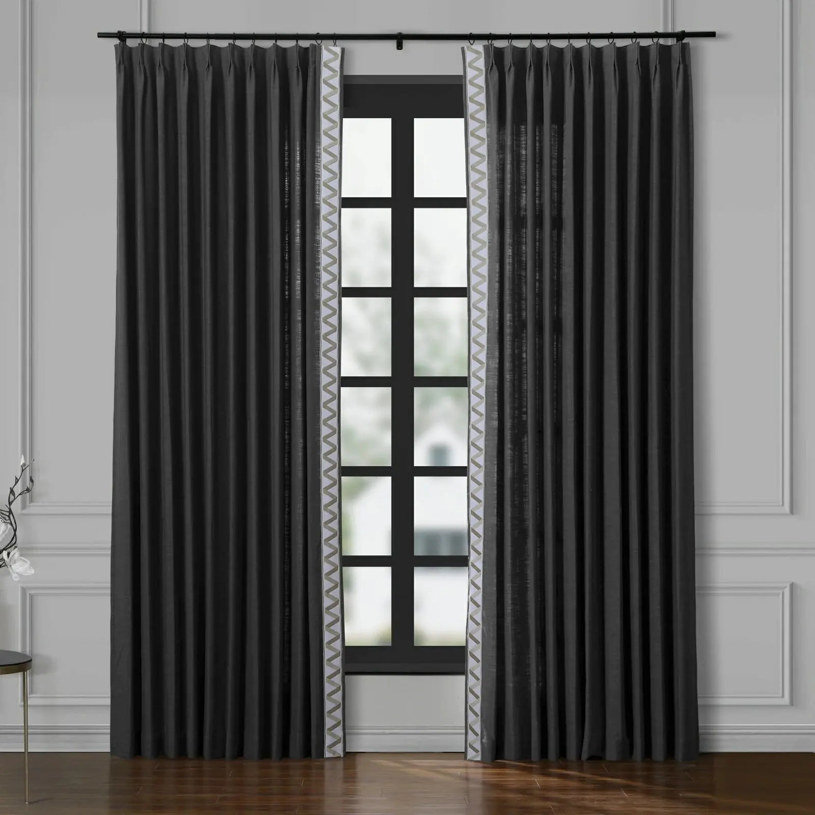 Liz Linen Curtains with Border Trim (Sold per Pair)
