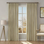 Stefana Silber Print Linen Blend Curtain Drapery Pleated