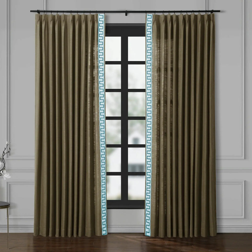 Liz Linen Curtains with Border Trim (Sold per Pair)