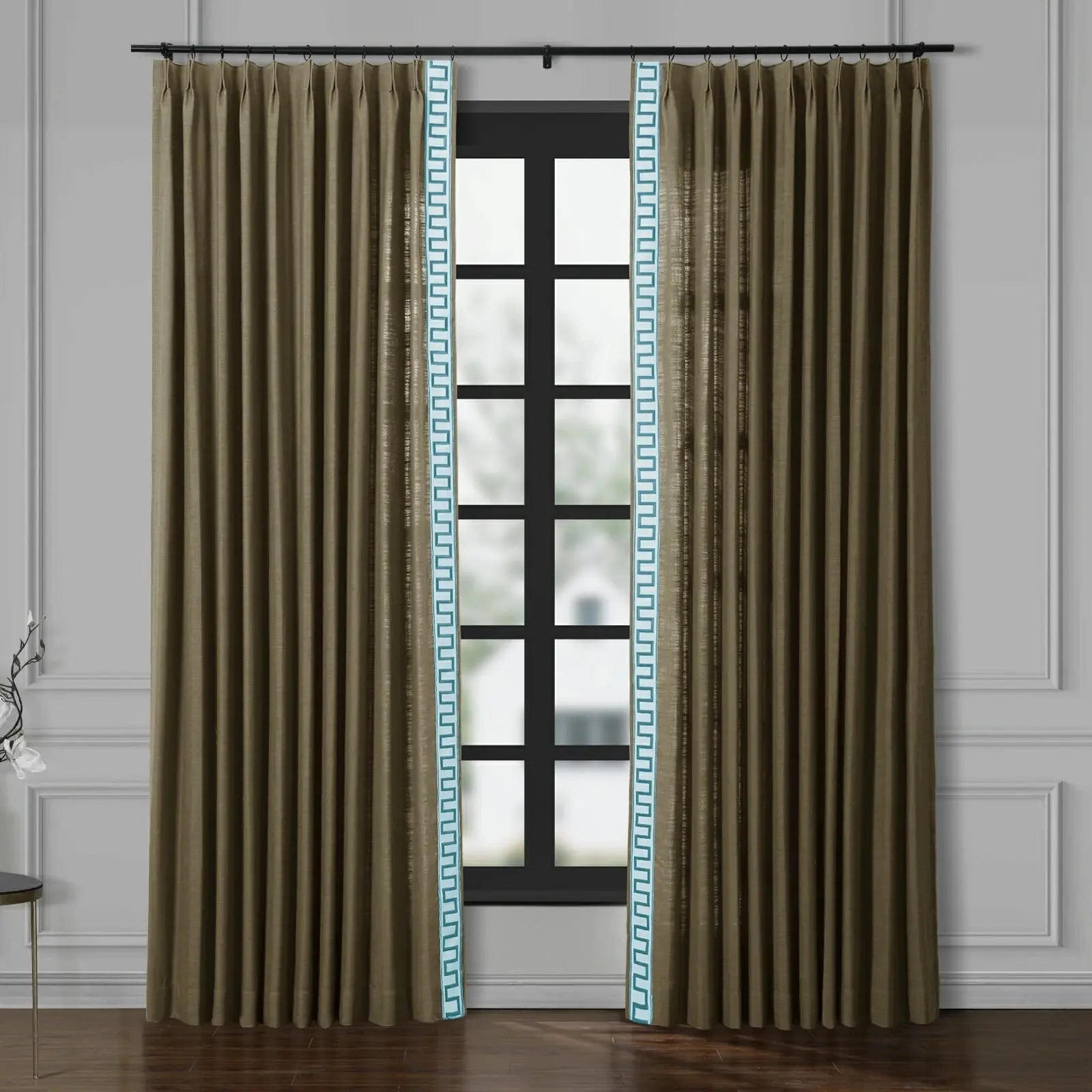 Liz Linen Curtains with Border Trim (Sold per Pair)