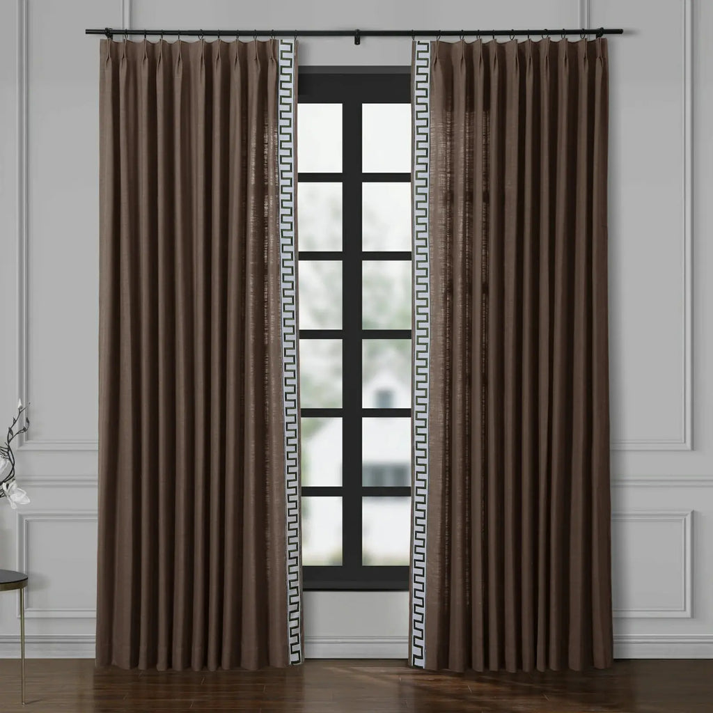 Liz Linen Curtains with Border Trim (Sold per Pair)