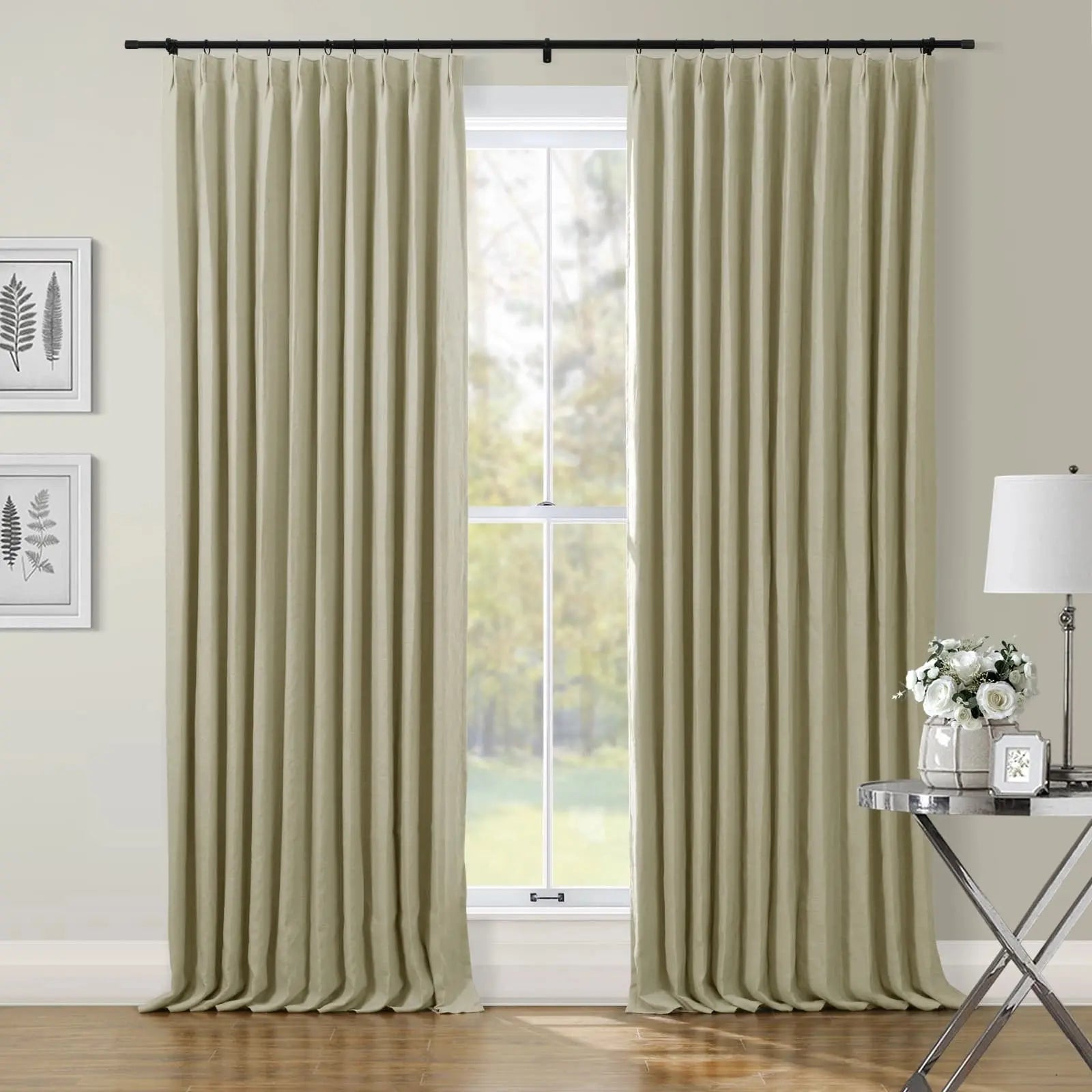 Patti Premium 100% Belgian Flax Linen Curtain Pleated