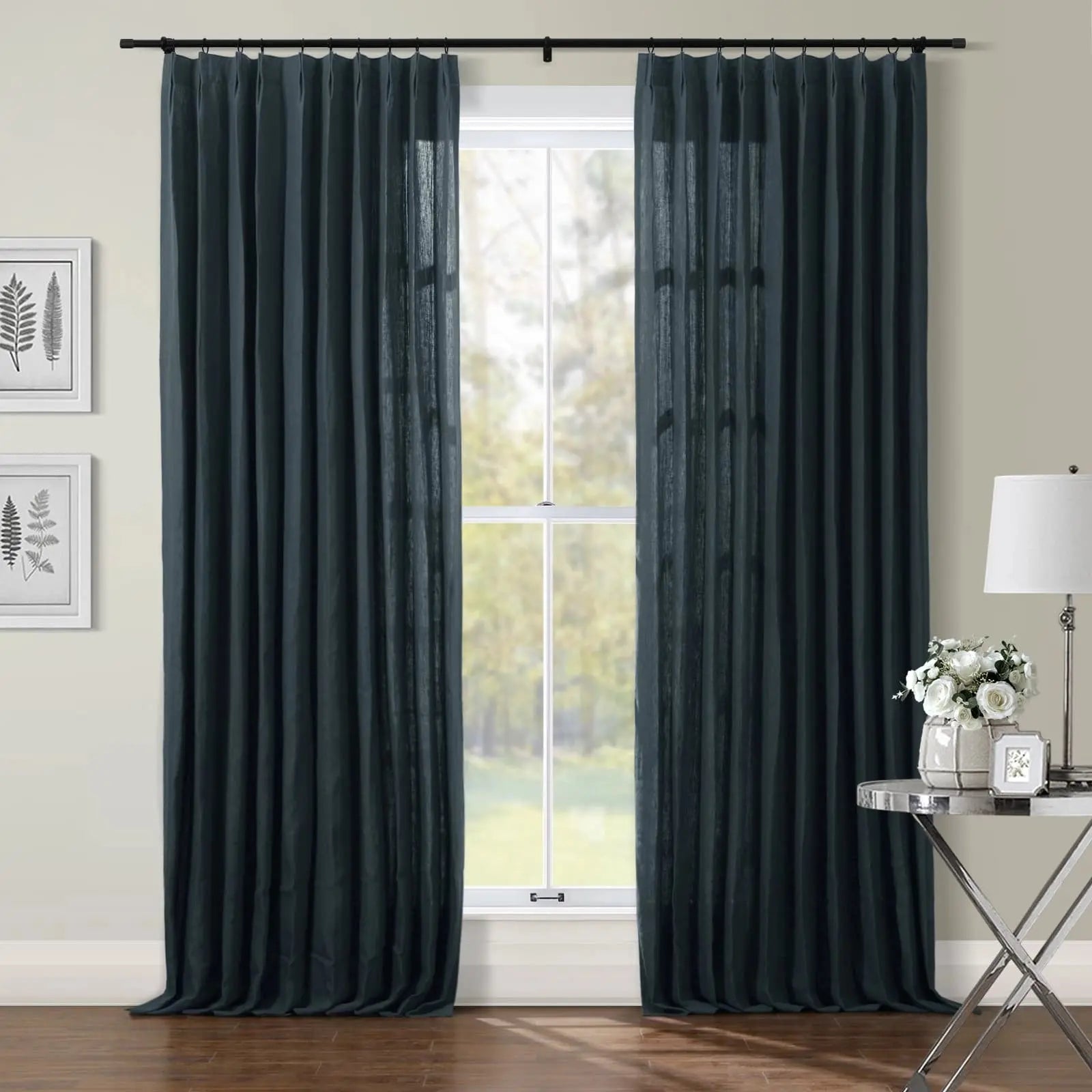 Patti Premium 100% Belgian Flax Linen Curtain Pleated