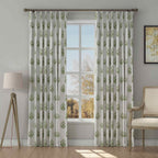Stefana Silber Print Linen Blend Curtain Drapery Pleated