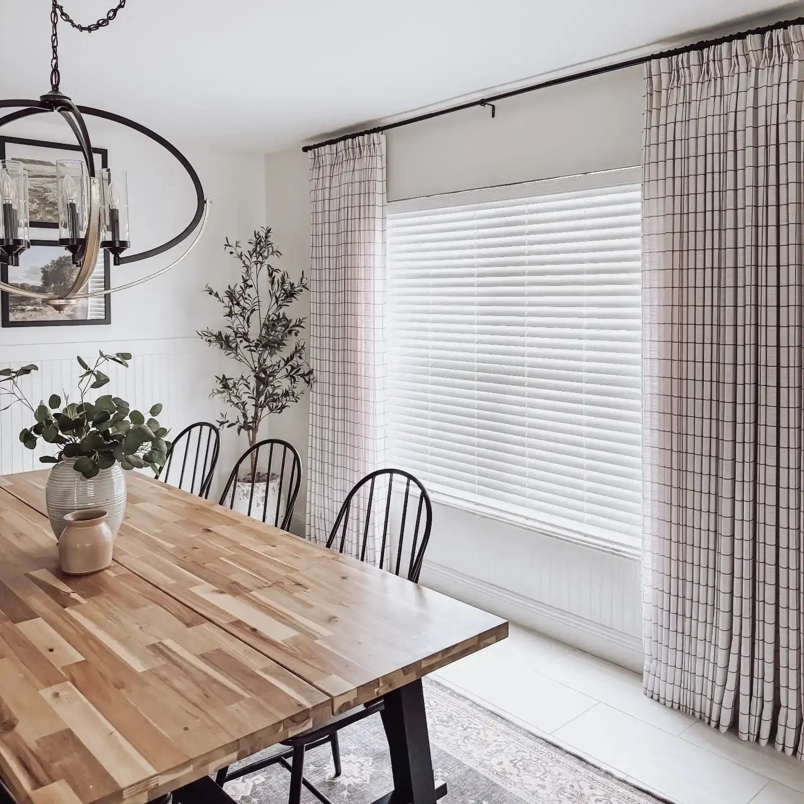 Stefana Silber Print Linen Blend Curtain Drapery Pleated