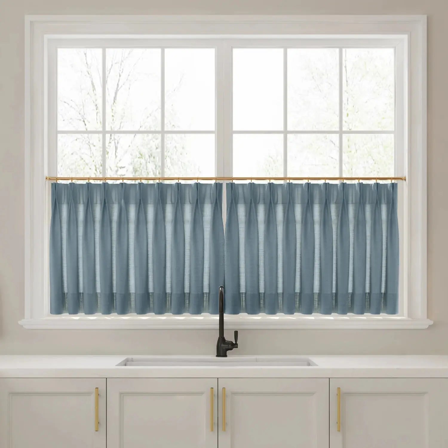Liz Linen Pleated Cafe Curtains