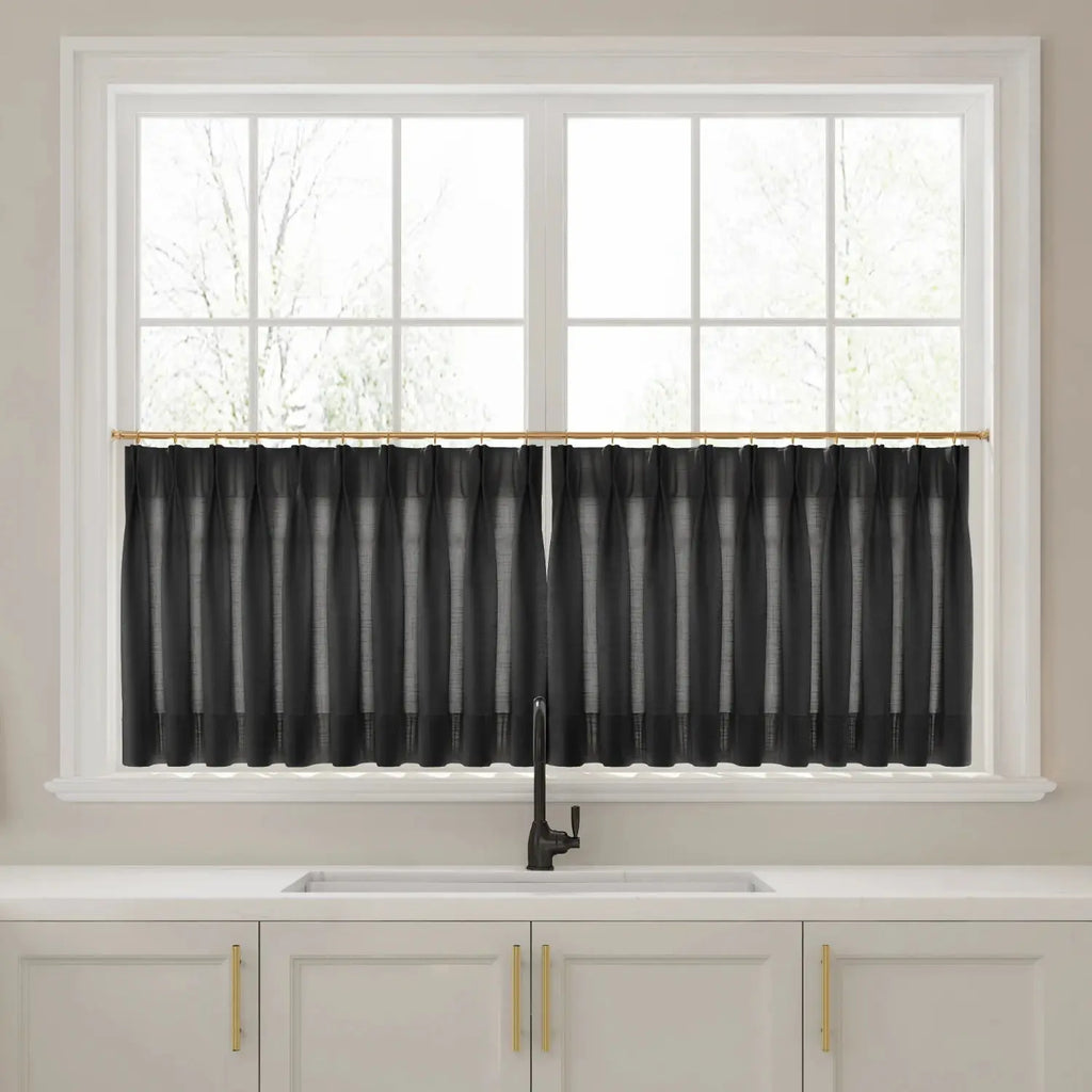 Liz Linen Pleated Cafe Curtains