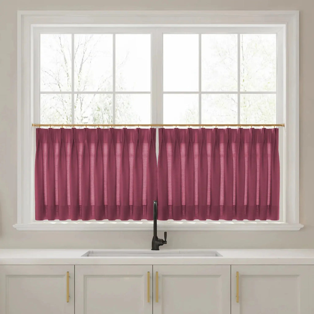 Liz Linen Pleated Cafe Curtains