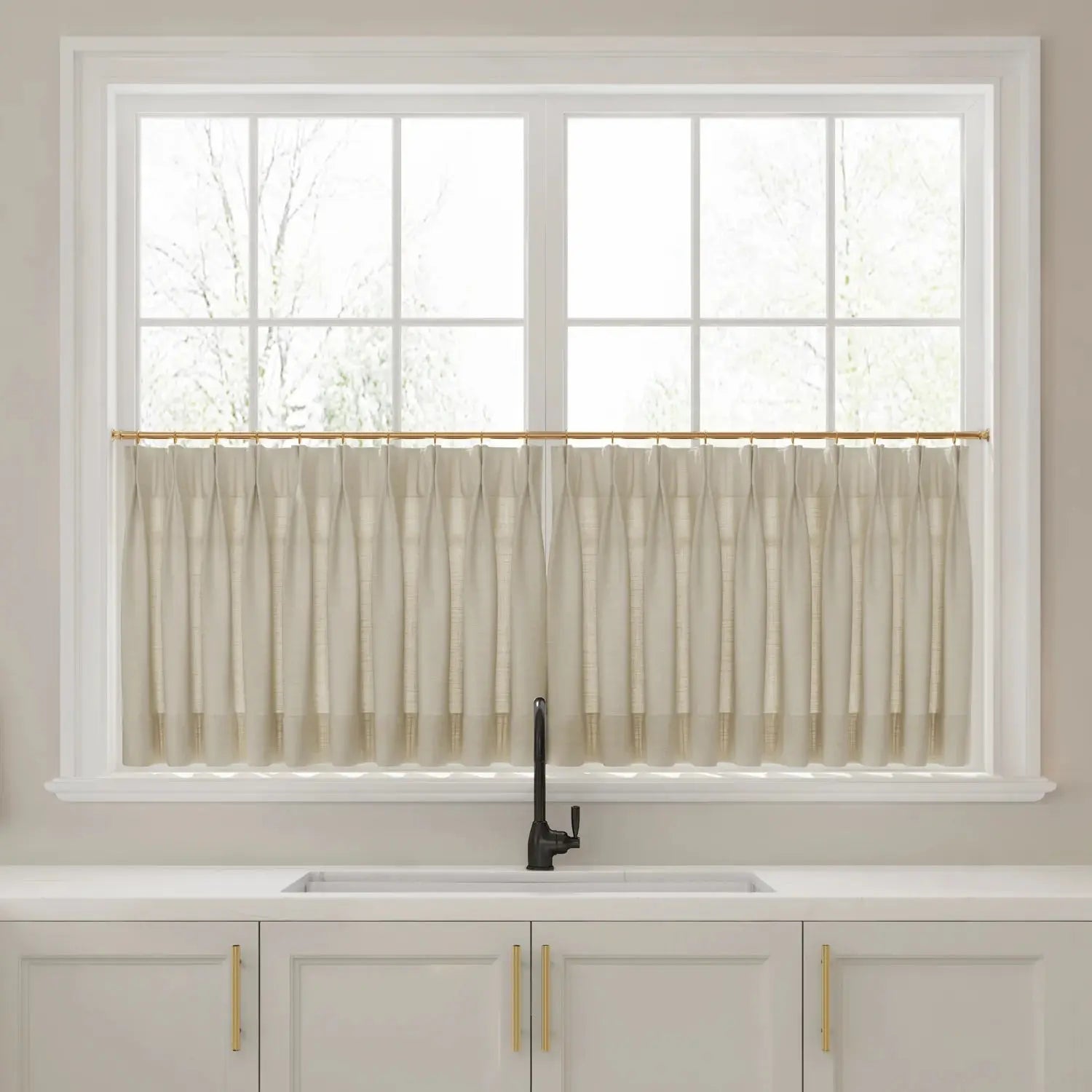 Liz Linen Pleated Cafe Curtains