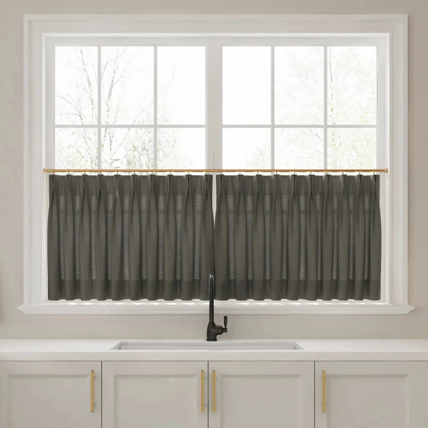 Liz Linen Pleated Cafe Curtains