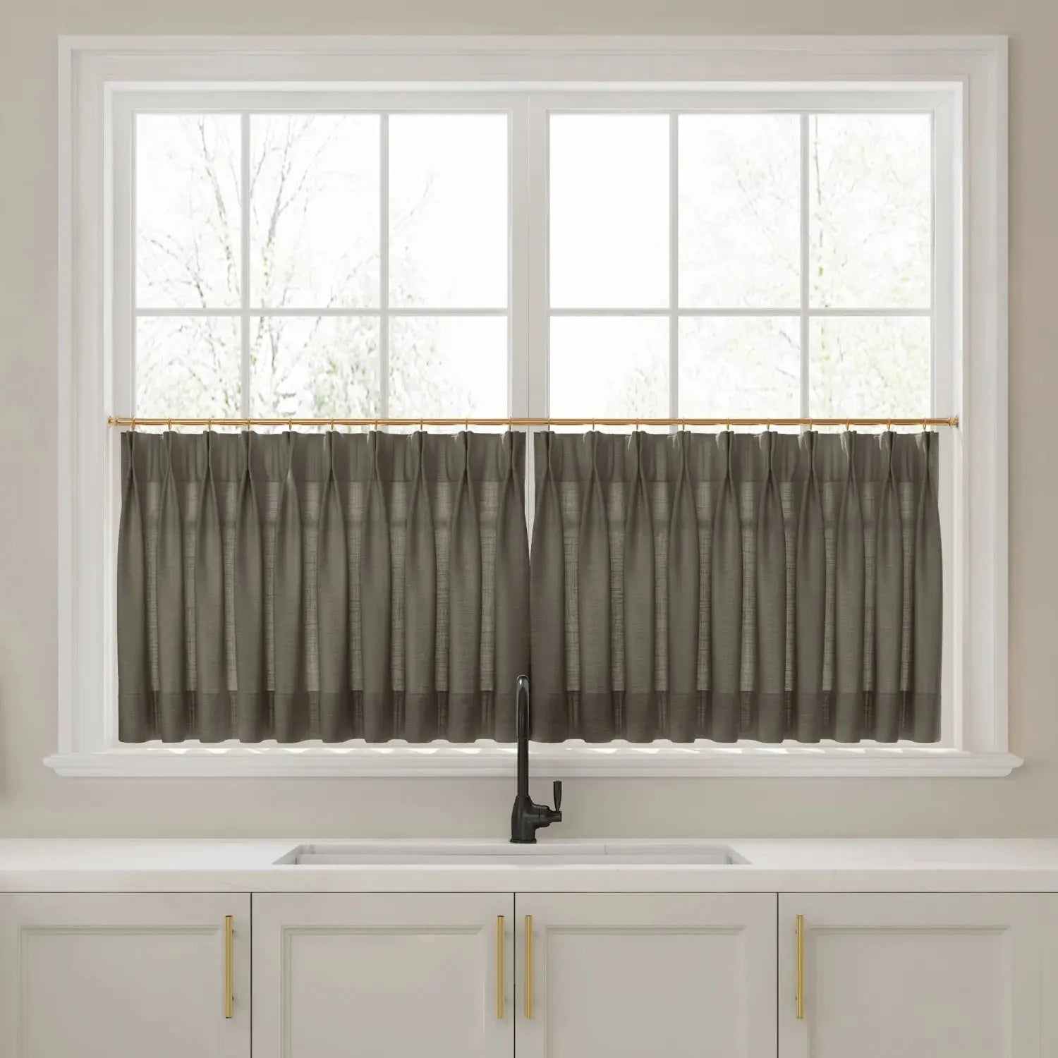 Liz Linen Pleated Cafe Curtains