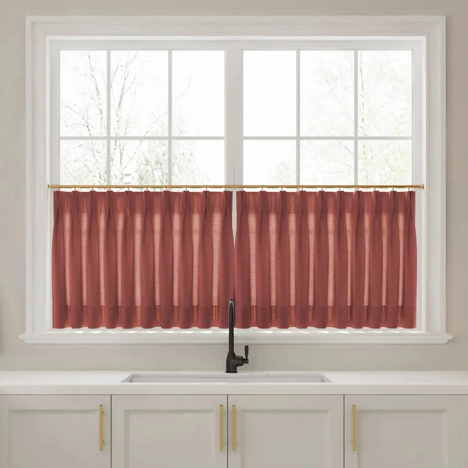 Liz Linen Pleated Cafe Curtains