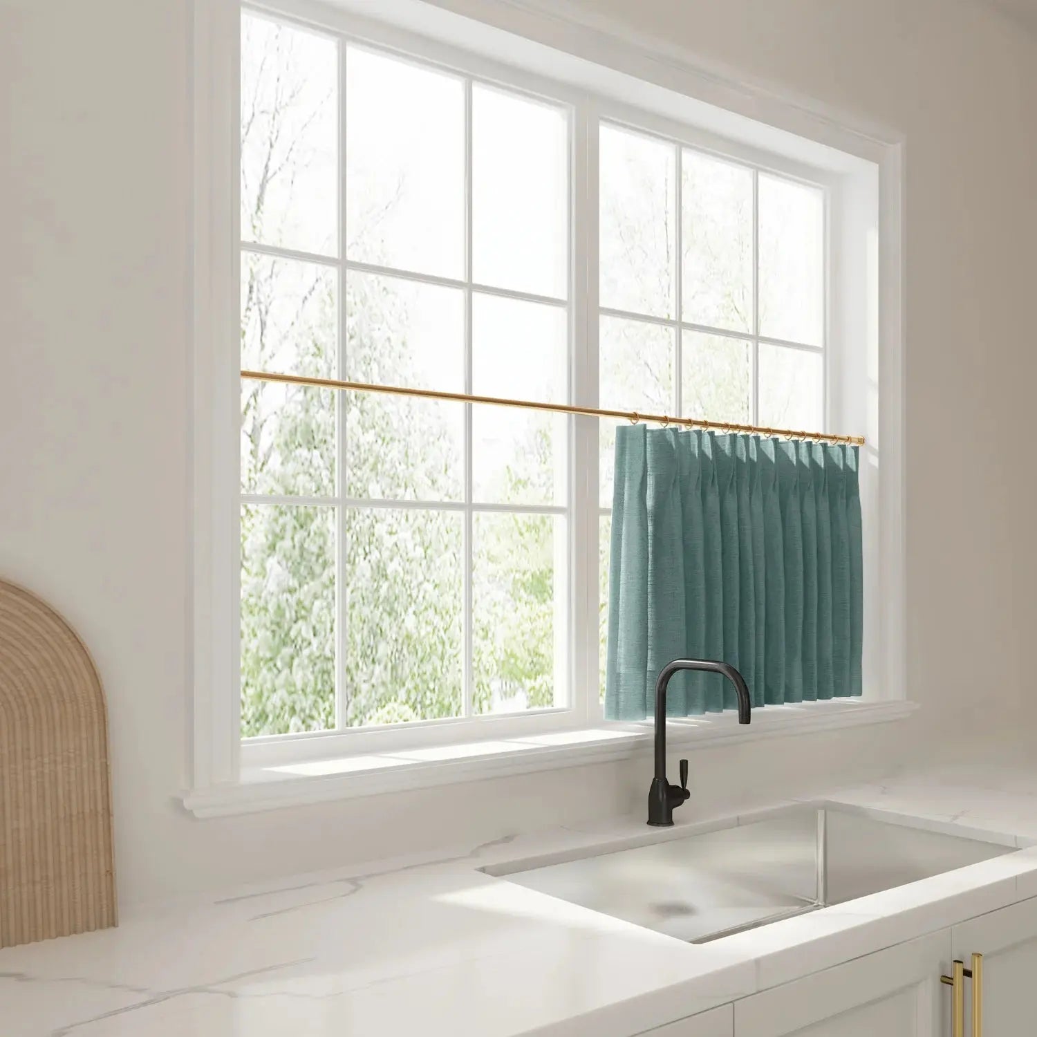 Liz Linen Pleated Cafe Curtains