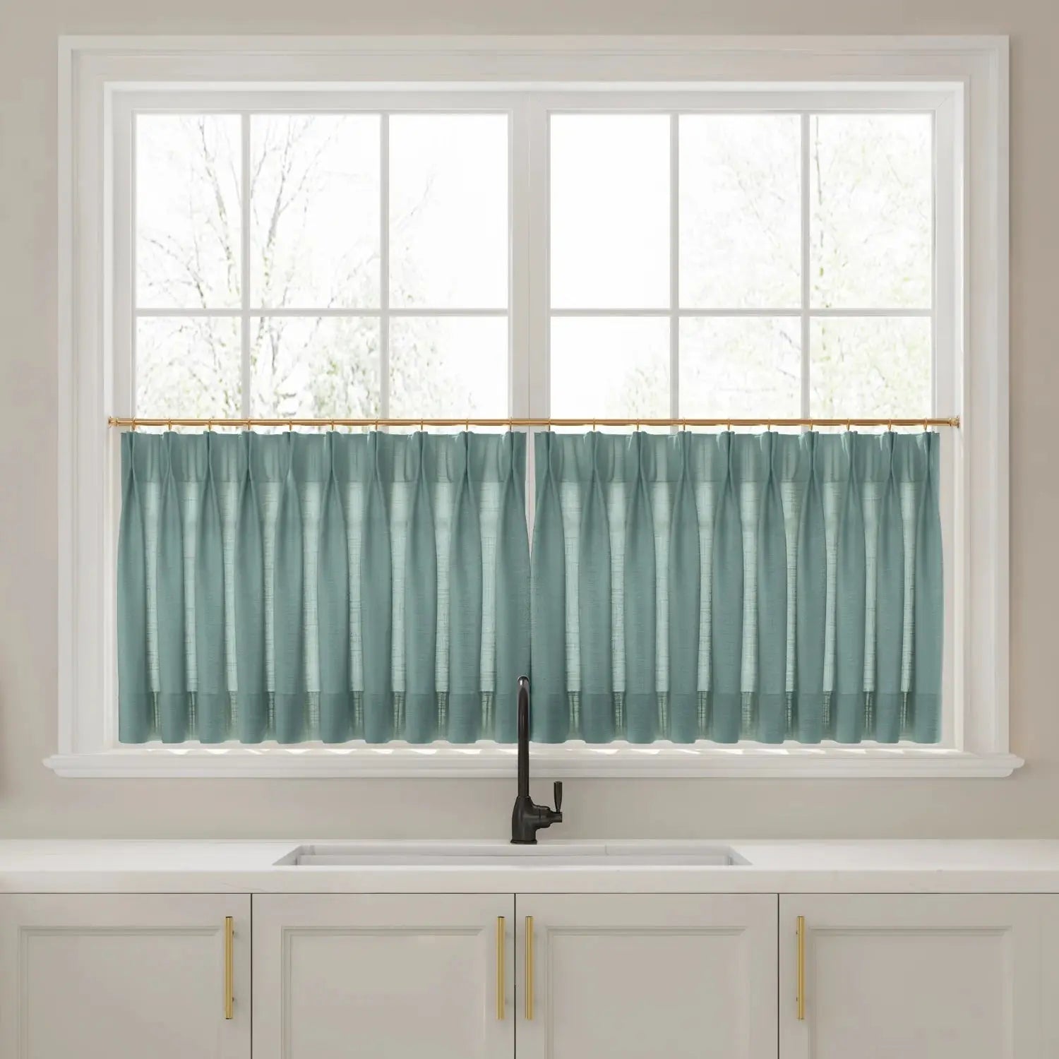 Liz Linen Pleated Cafe Curtains
