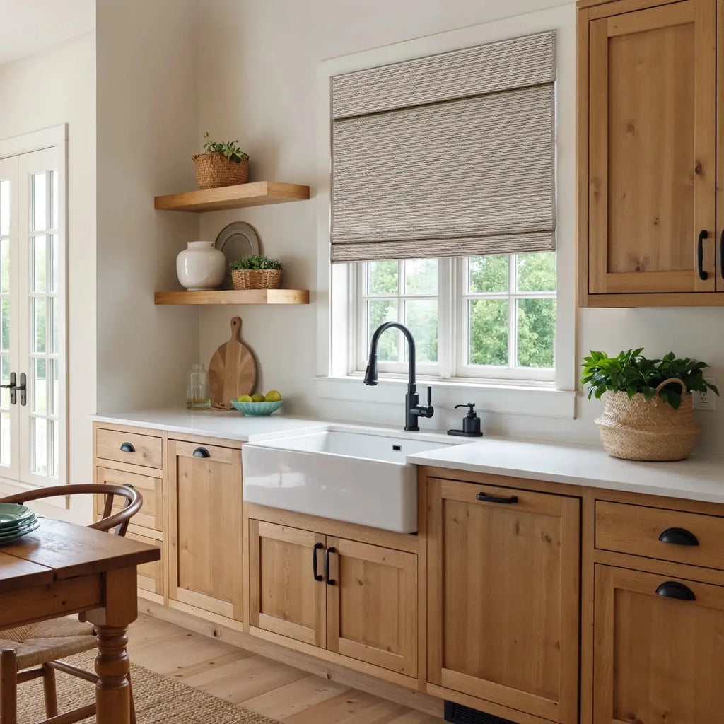 Rae Natural Ramie Flax Woven Wood Shades - Series C