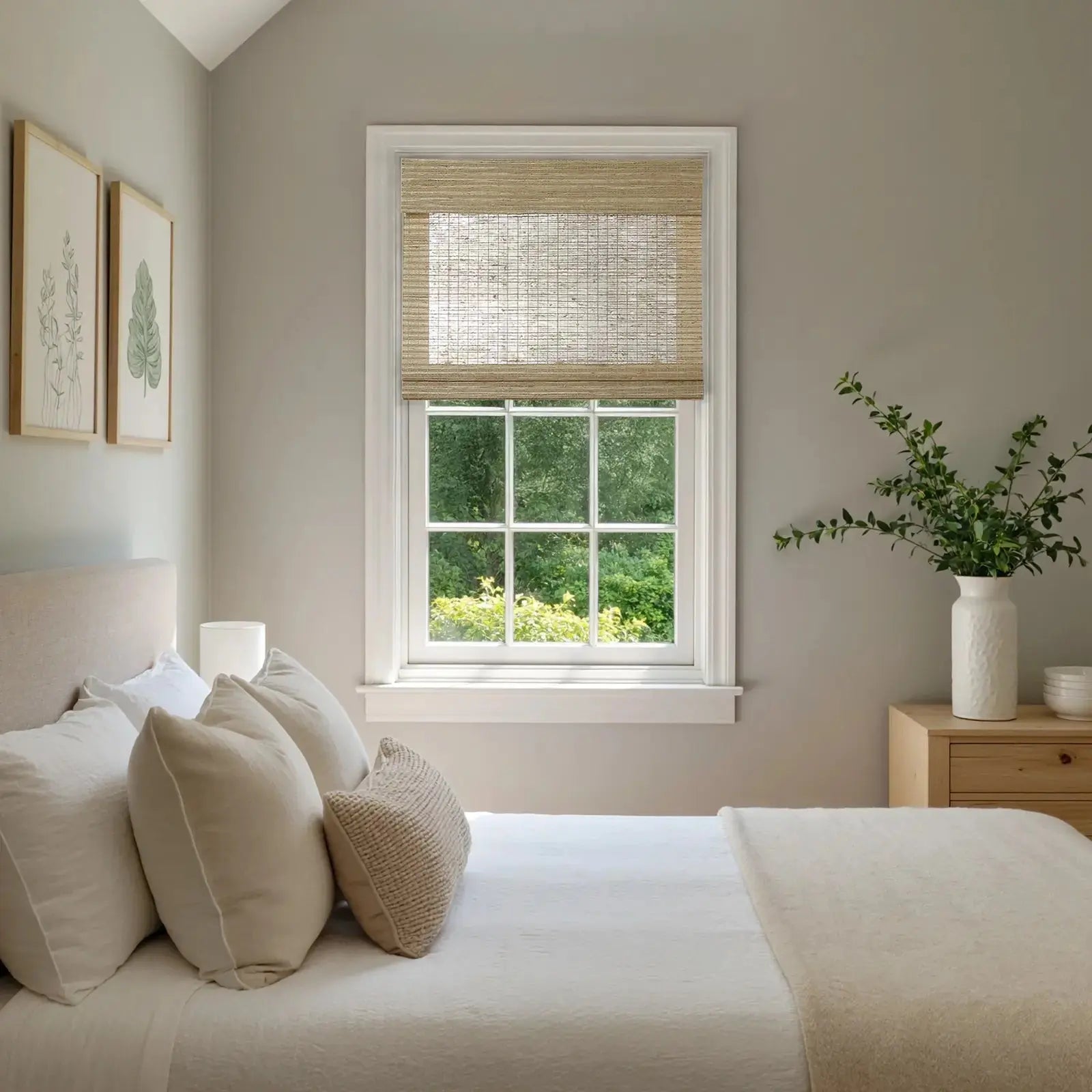 Rae Natural Ramie Flax Woven Wood Shades - Series C