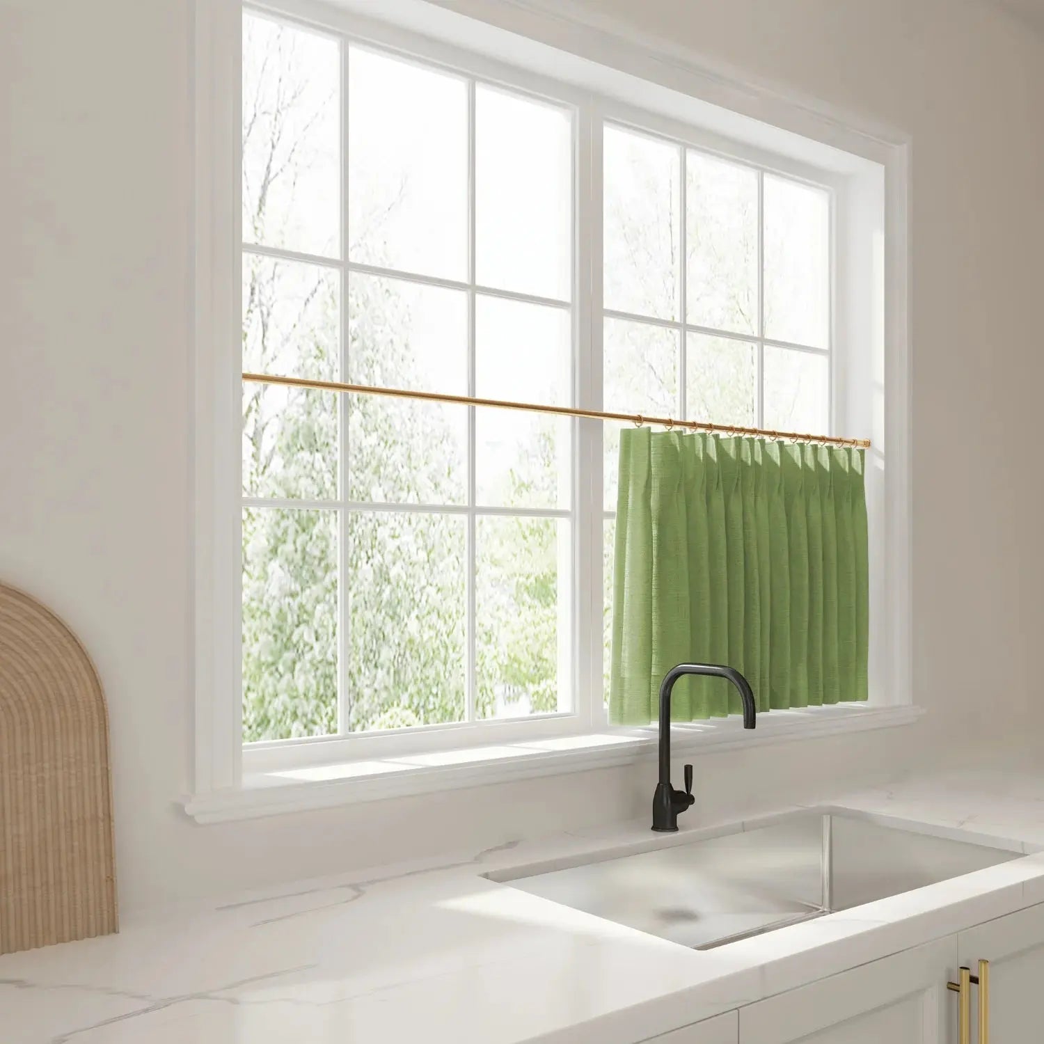 Liz Linen Pleated Cafe Curtains