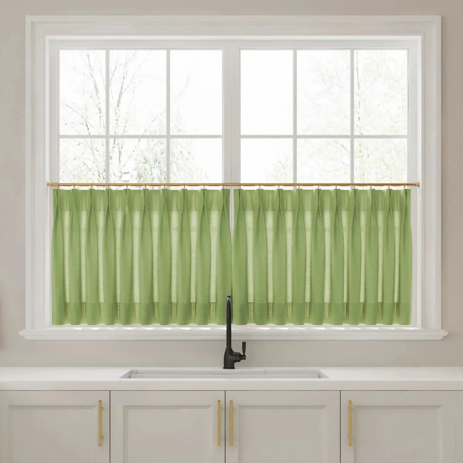 Liz Linen Pleated Cafe Curtains