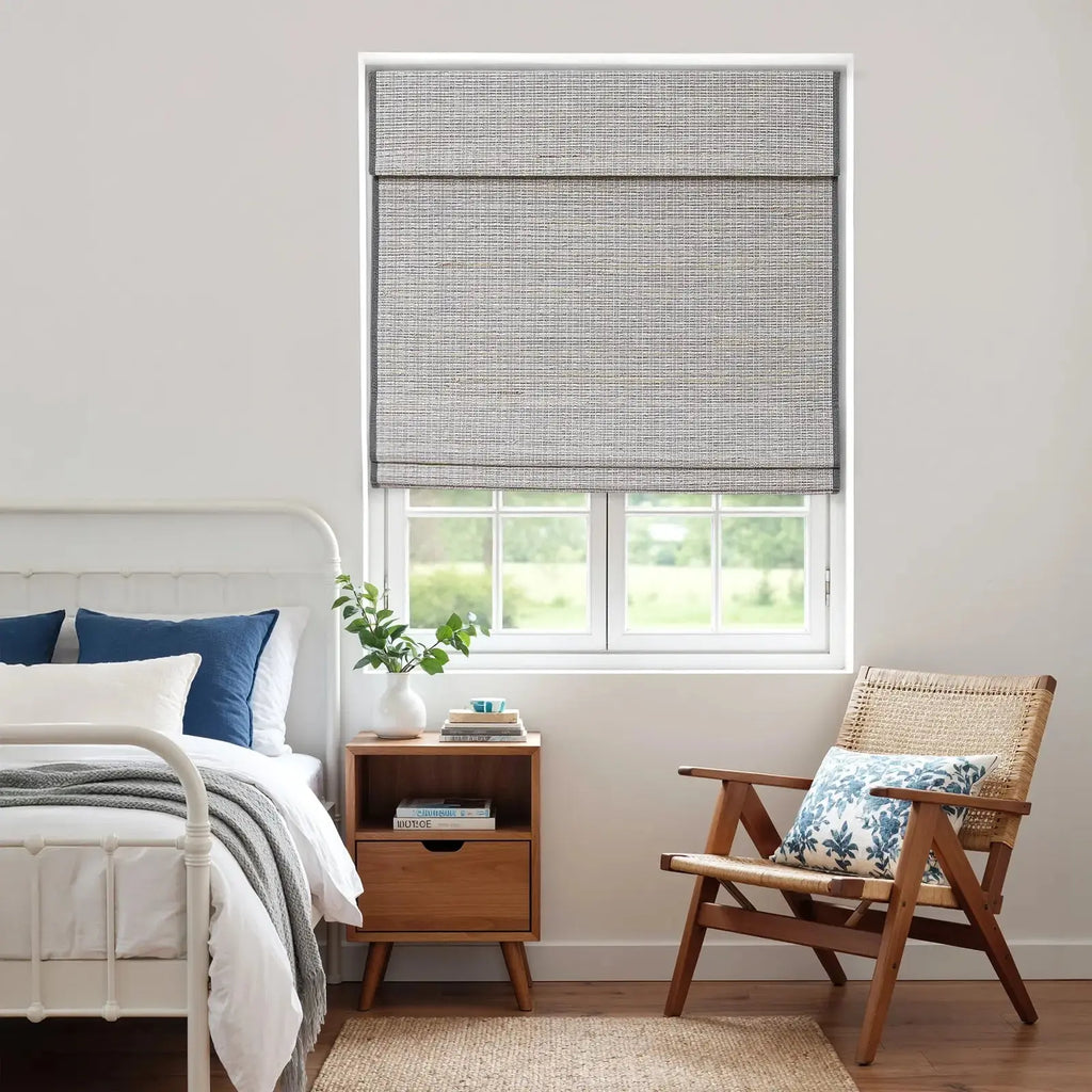Rae Natural Ramie Flax Woven Wood Shades - Series C