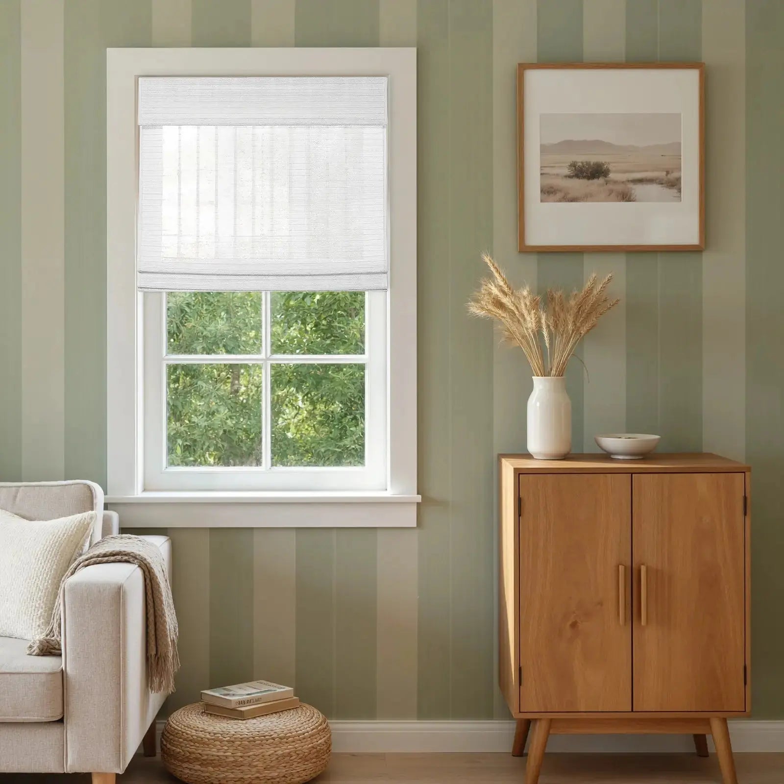 Rae Natural Ramie Flax Woven Wood Shades - Series C