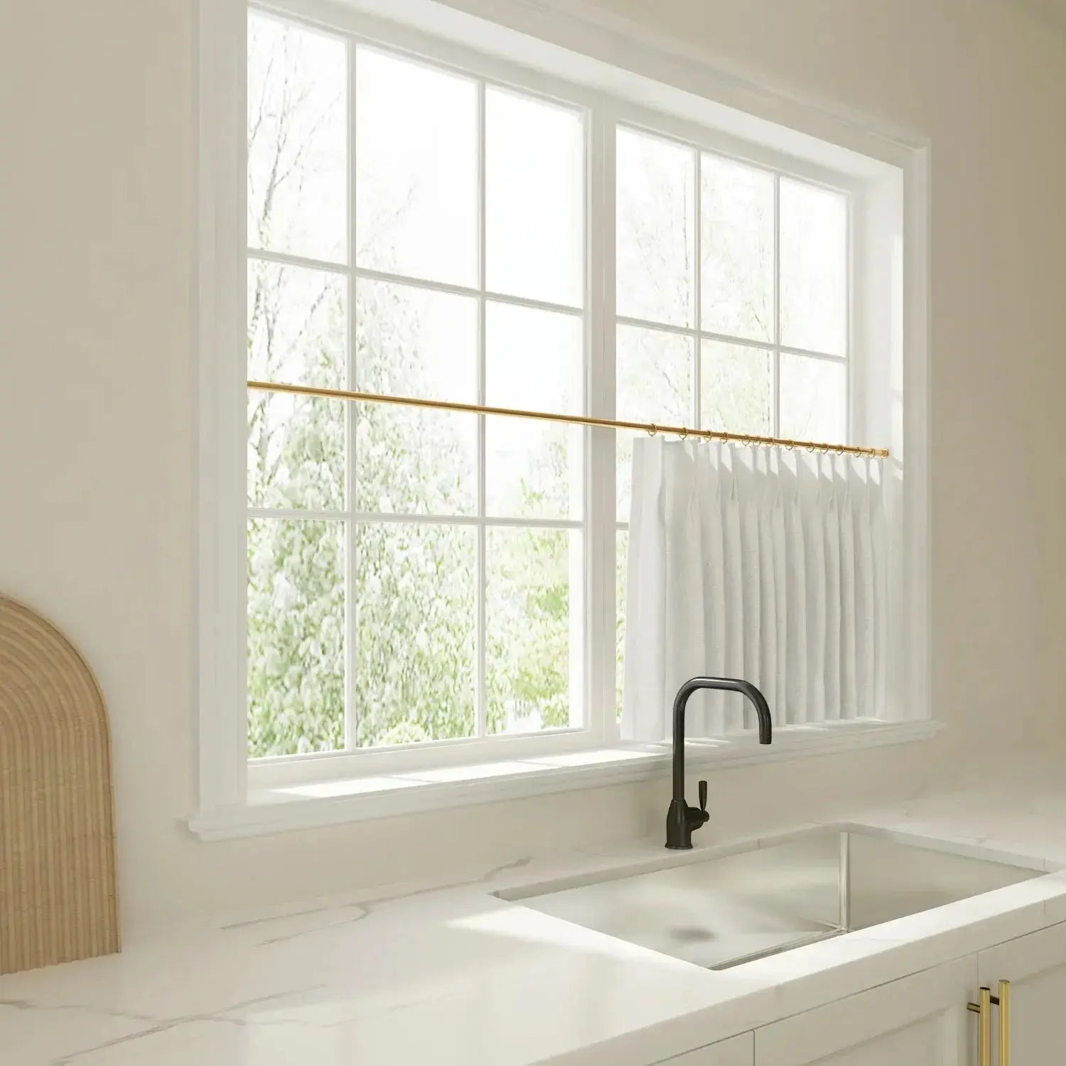 Liz Linen Pleated Cafe Curtains