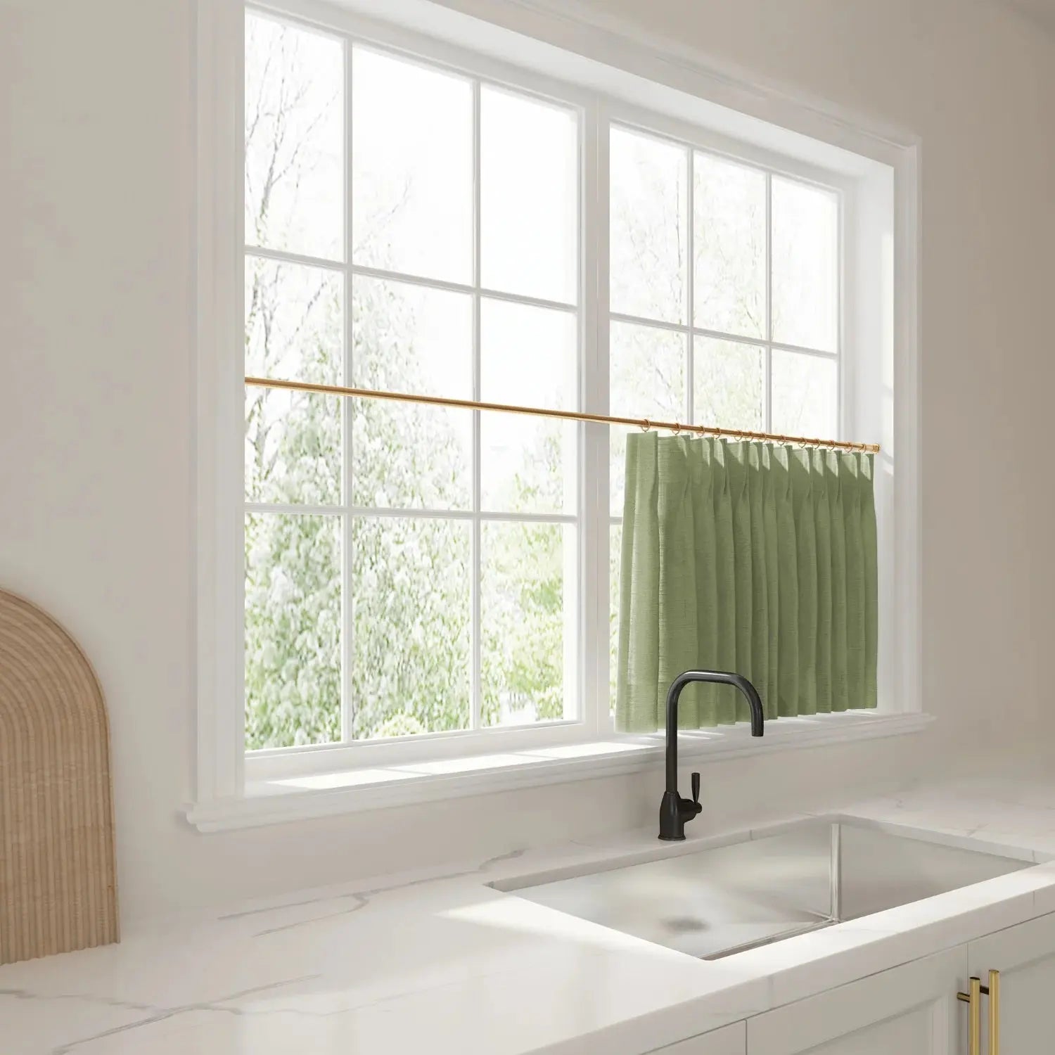 Liz Linen Pleated Cafe Curtains