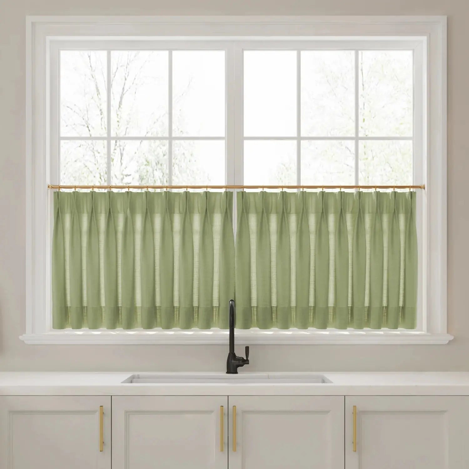 Liz Linen Pleated Cafe Curtains