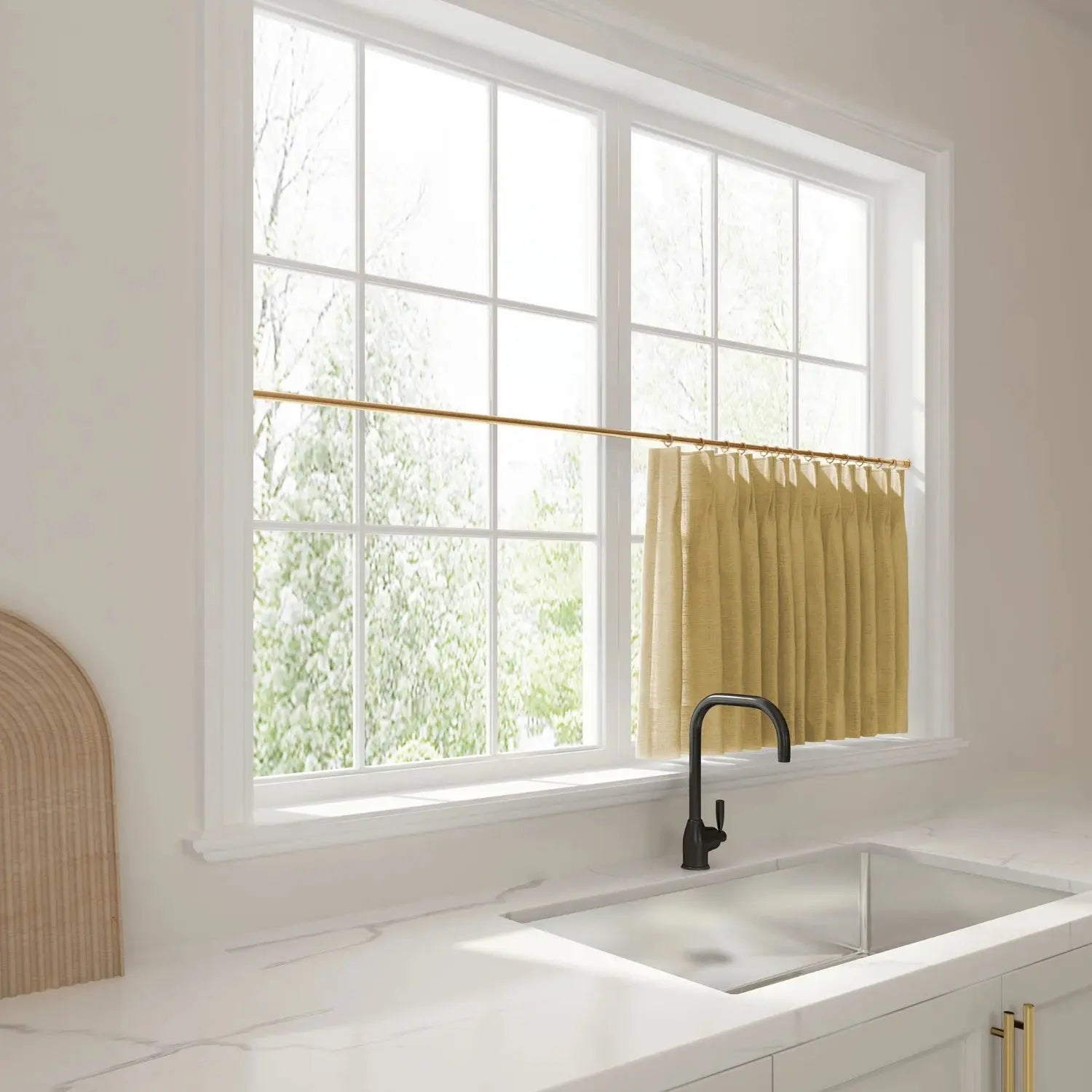 Liz Linen Pleated Cafe Curtains