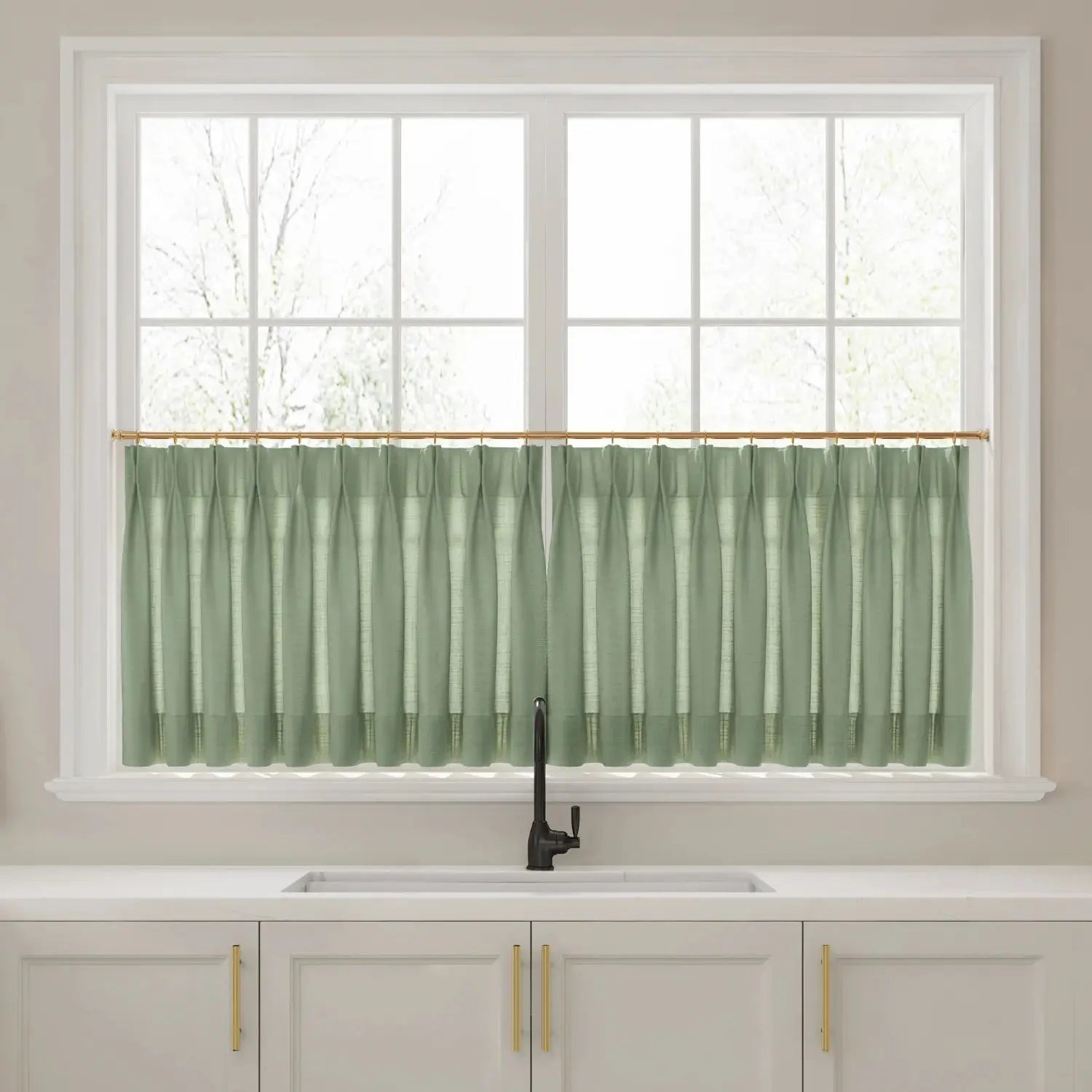 Liz Linen Pleated Cafe Curtains