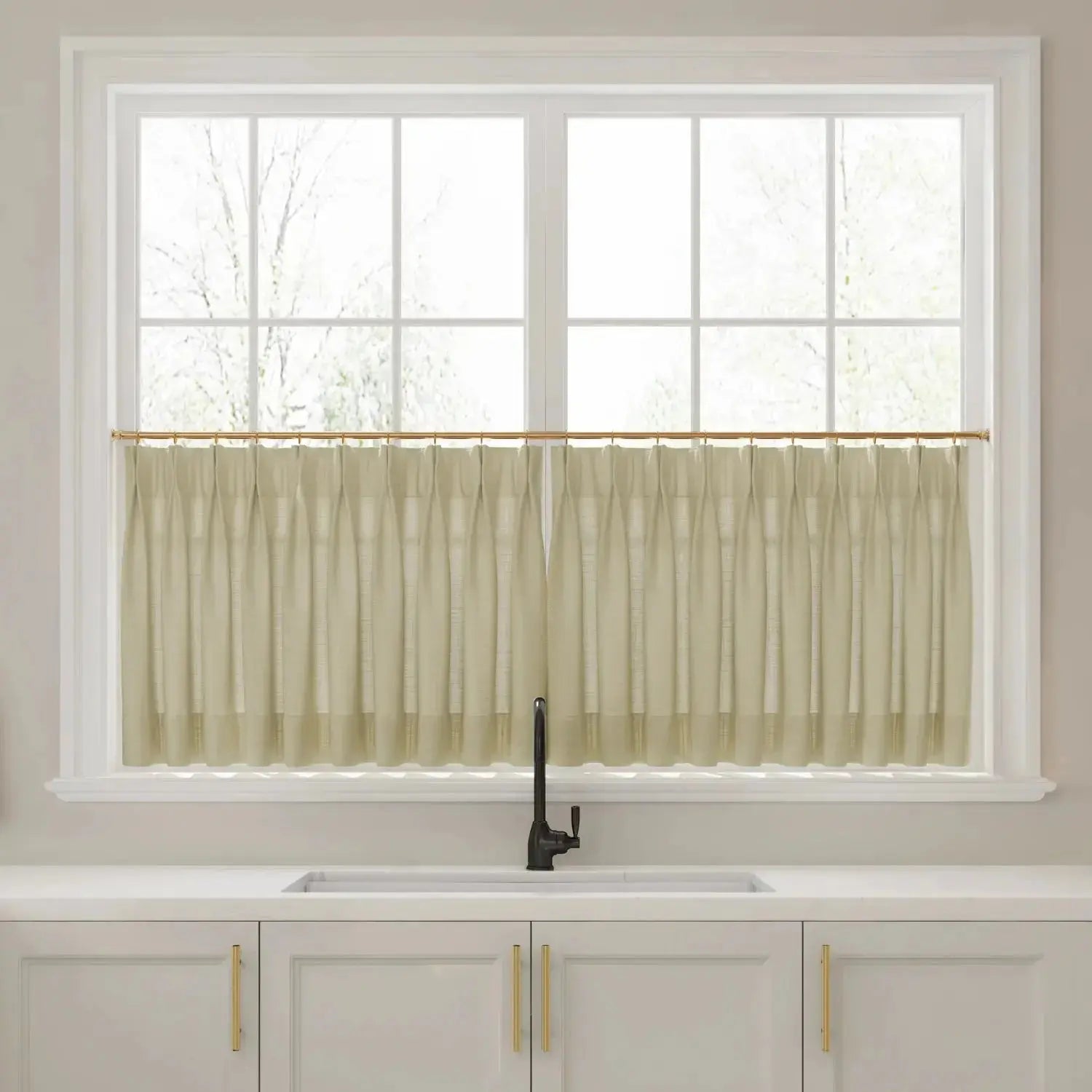 Liz Linen Pleated Cafe Curtains