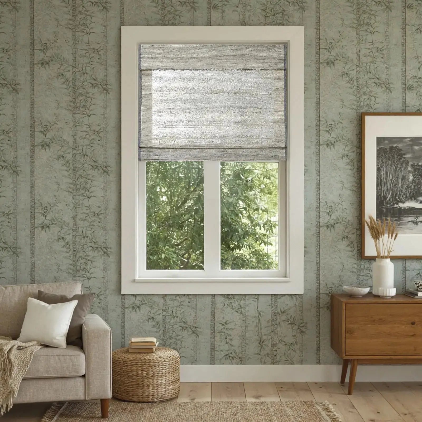 Rae Natural Ramie Flax Woven Wood Shades - Series C