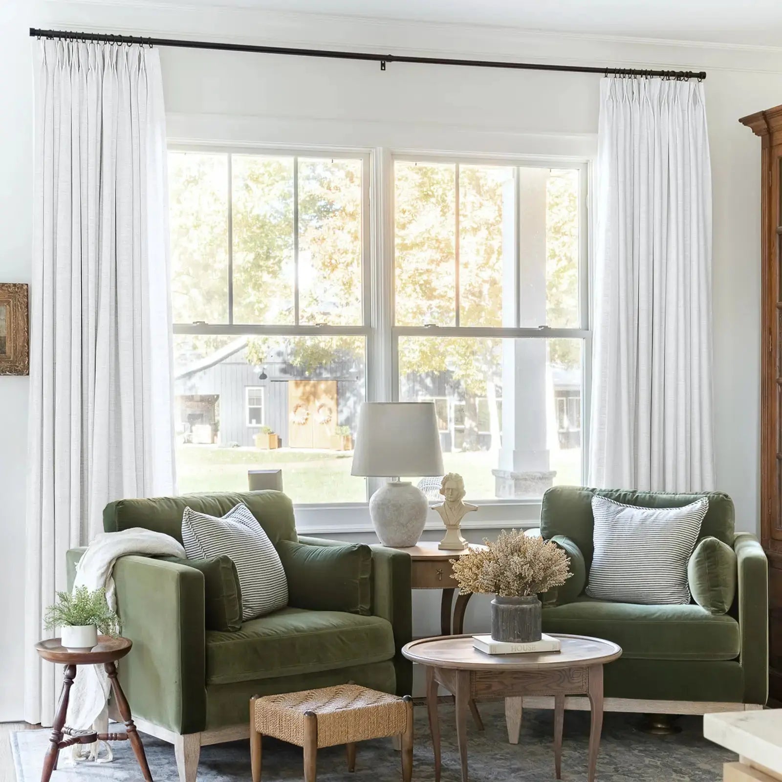 Liz Linen Pinch Pleat Ready Made Curtain with Blackout Thermal Lining