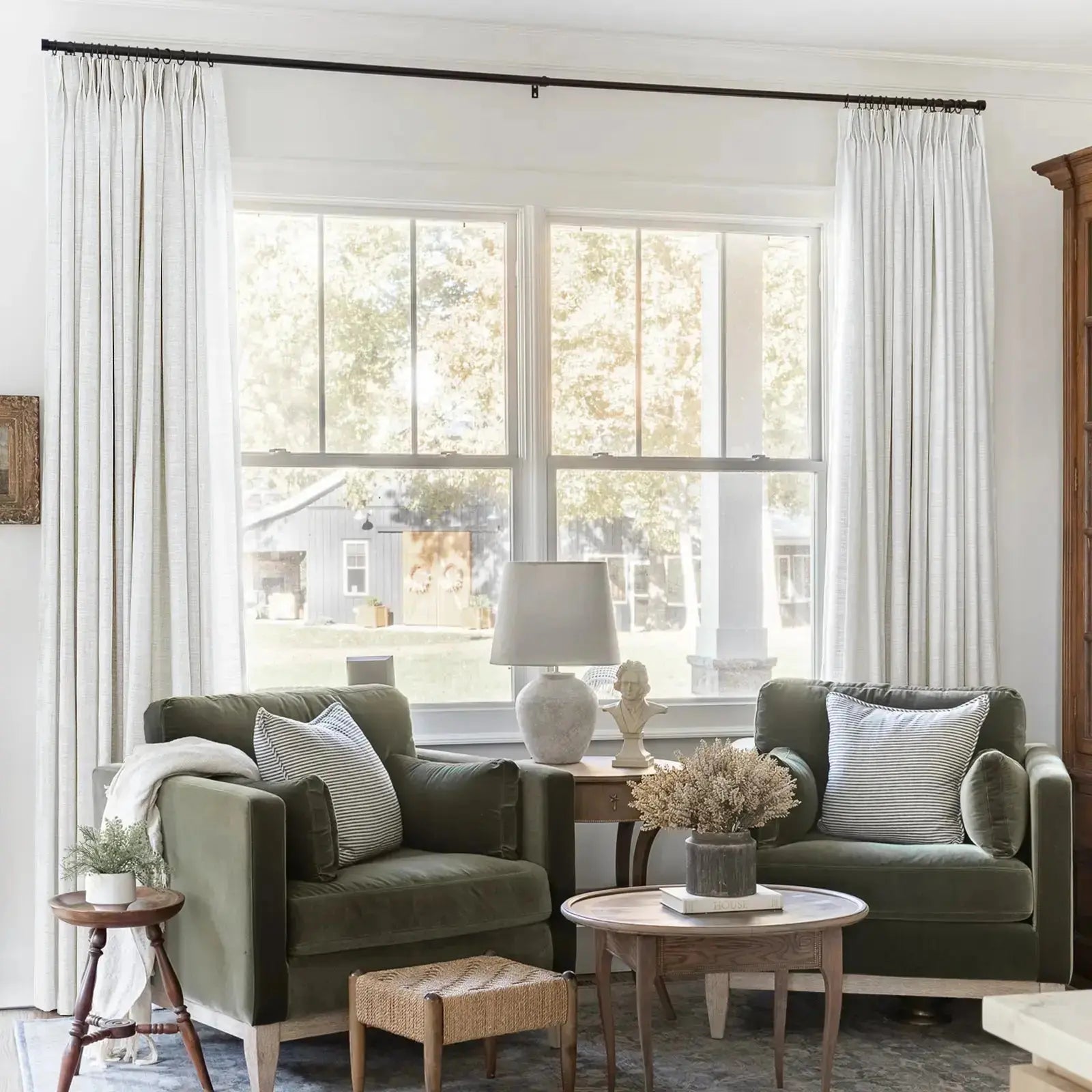 Liz Linen Pinch Pleat Ready Made Curtain with Blackout Thermal Lining