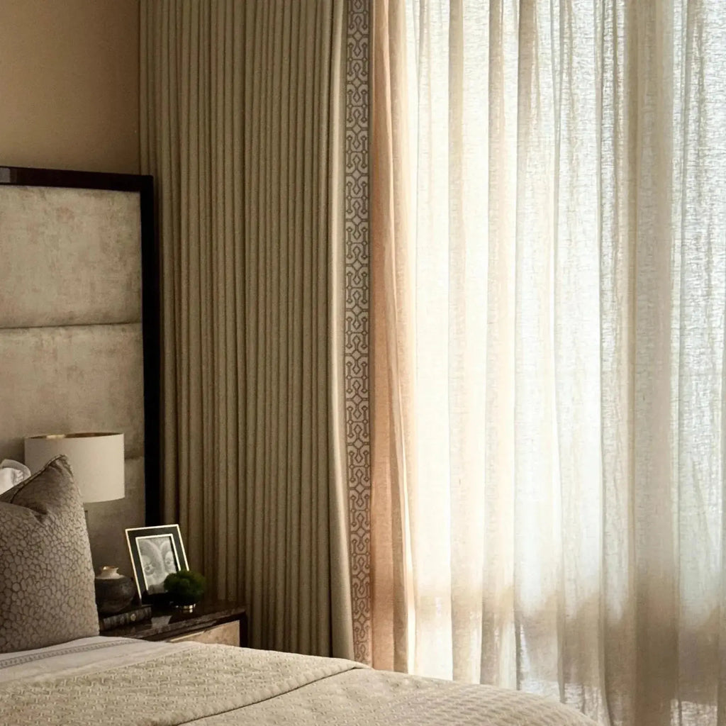 Liz Linen Curtains with Border Trim (Sold per Pair)