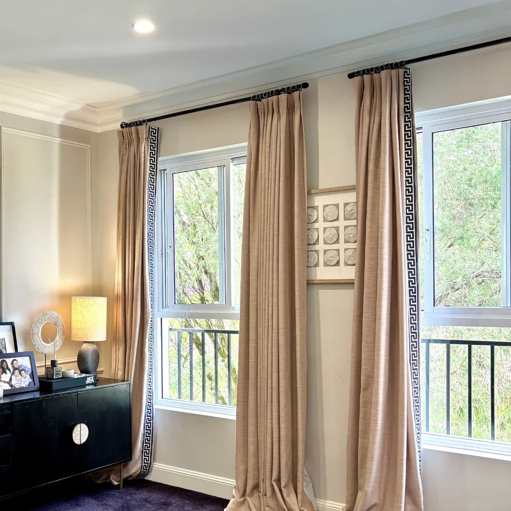 Liz Linen Curtains with Border Trim (Sold per Pair)