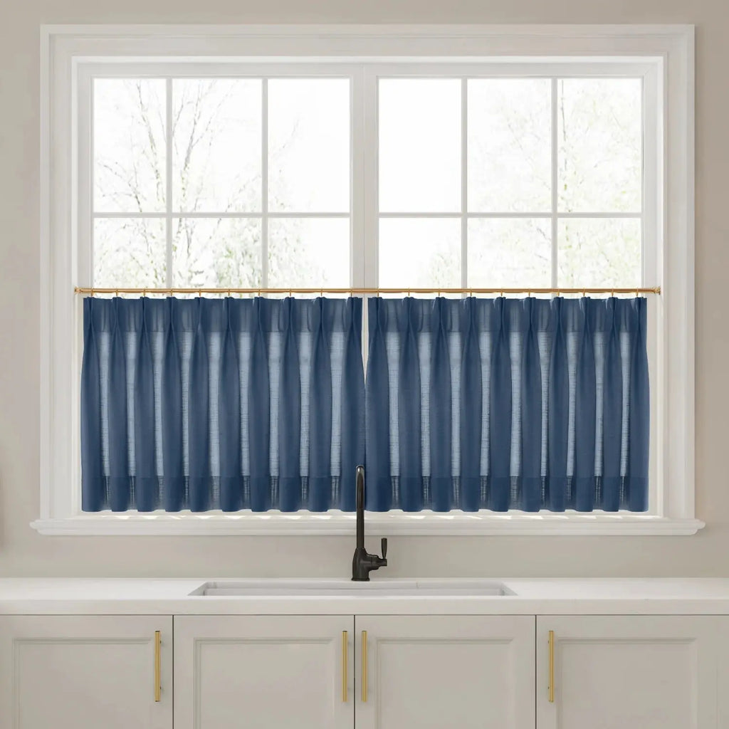 Liz Linen Pleated Cafe Curtains