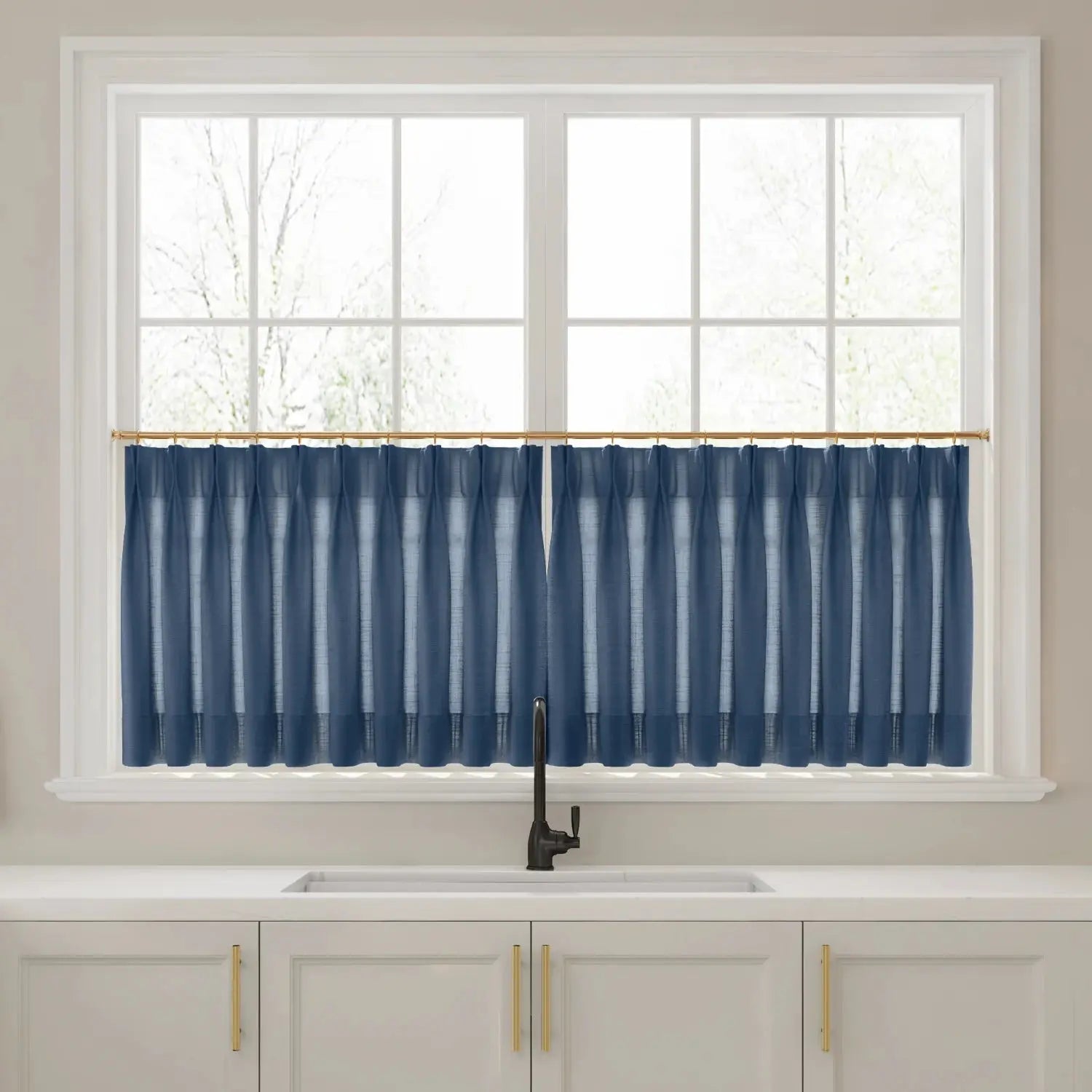 Liz Linen Pleated Cafe Curtains